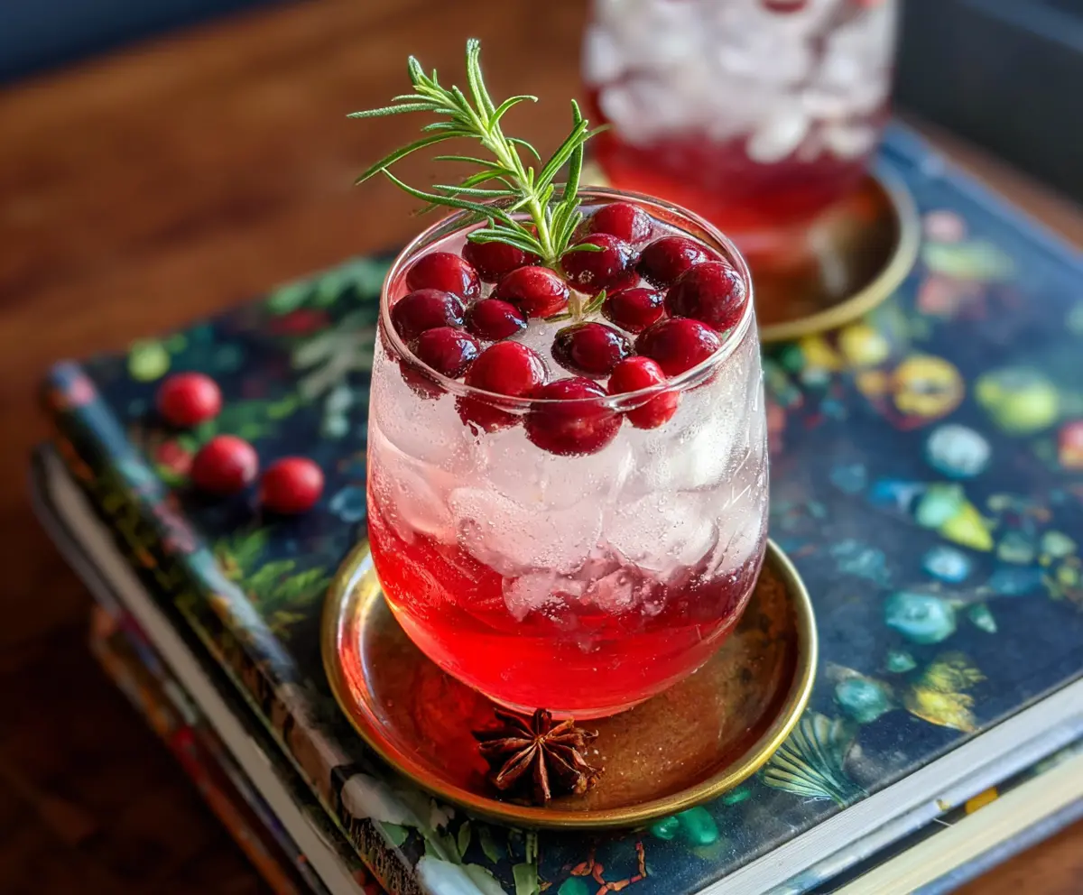Refreshing Spiced Cranberry Gin and Tonic cocktail with fresh cranberries and citrus slices.