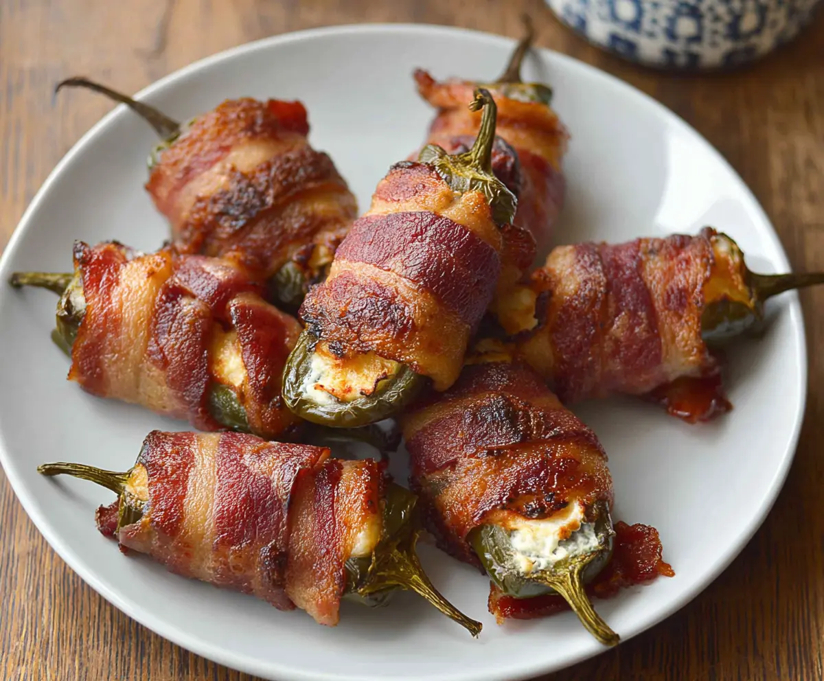 Delicious Bacon Wrapped Jalapeño Poppers with melted cheese and crispy bacon