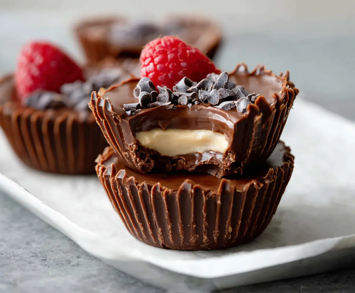 Healthy chocolate protein yogurt cups topped with chocolate shavings for a nutritious snack.