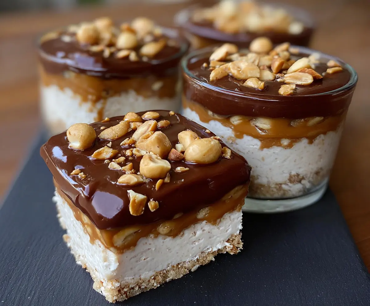 Delicious Cottage Cheese and Peanut Butter Snickers dessert with creamy textures and rich flavors.