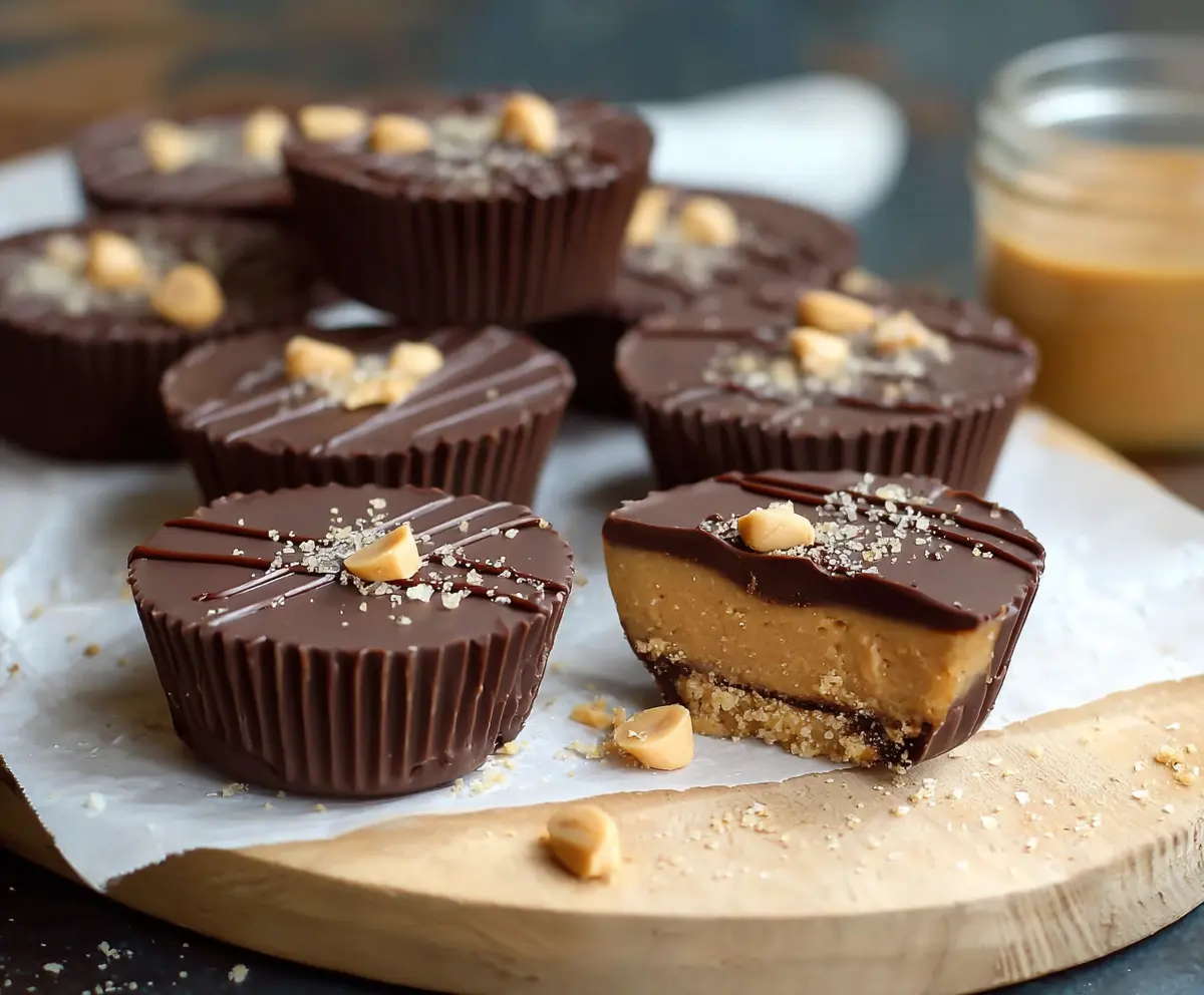 Delicious homemade cottage cheese peanut butter cups on a plate, perfect for a healthy snack.