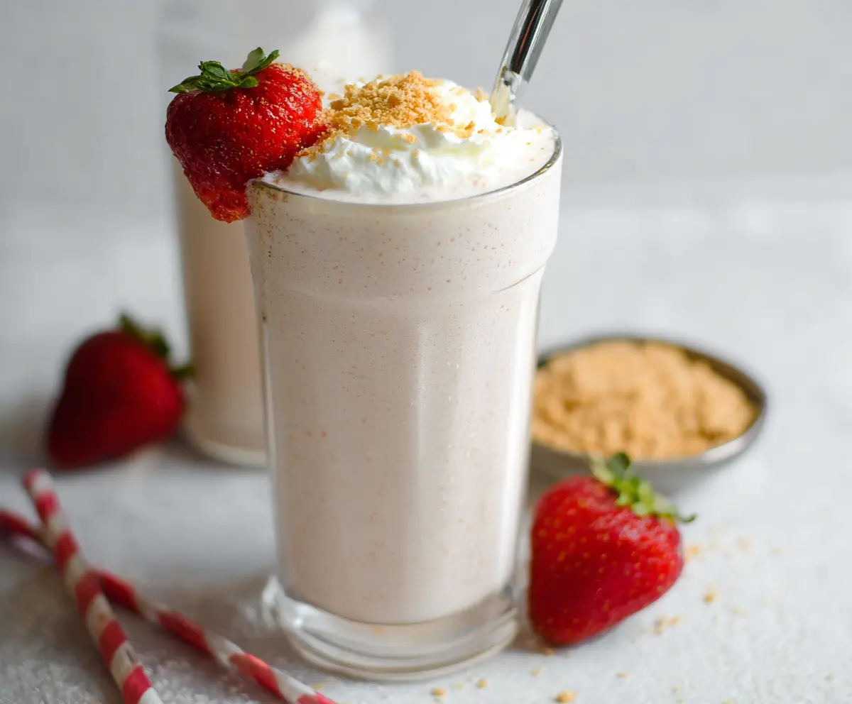 Creamy cottage cheese shake topped with fresh fruits for a healthy snack
