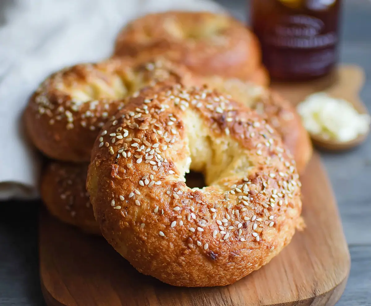 Delicious fluffy cottage cheese almond flour bagel, perfect for a healthy breakfast or snack.