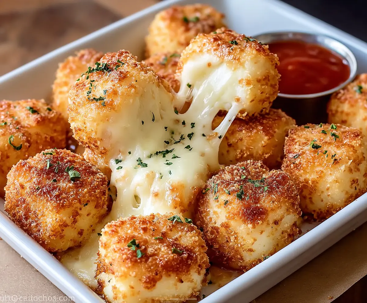 Crispy Parmesan Mozzarella Bites served on a plate, perfect for appetizers or snacks.
