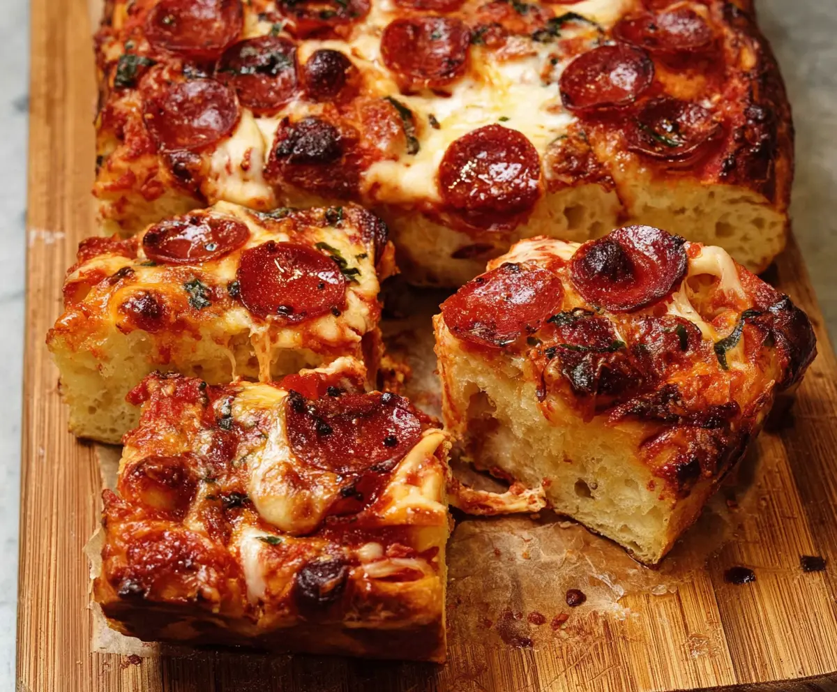 Delicious homemade pizza bread with melted cheese and savory toppings.