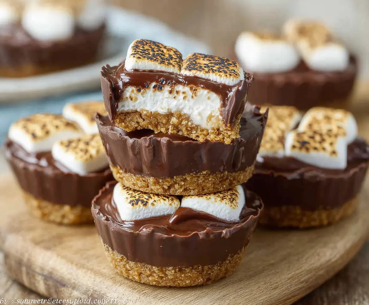Delicious S'mores Peanut Butter Cups with gooey marshmallows and rich chocolate on top.