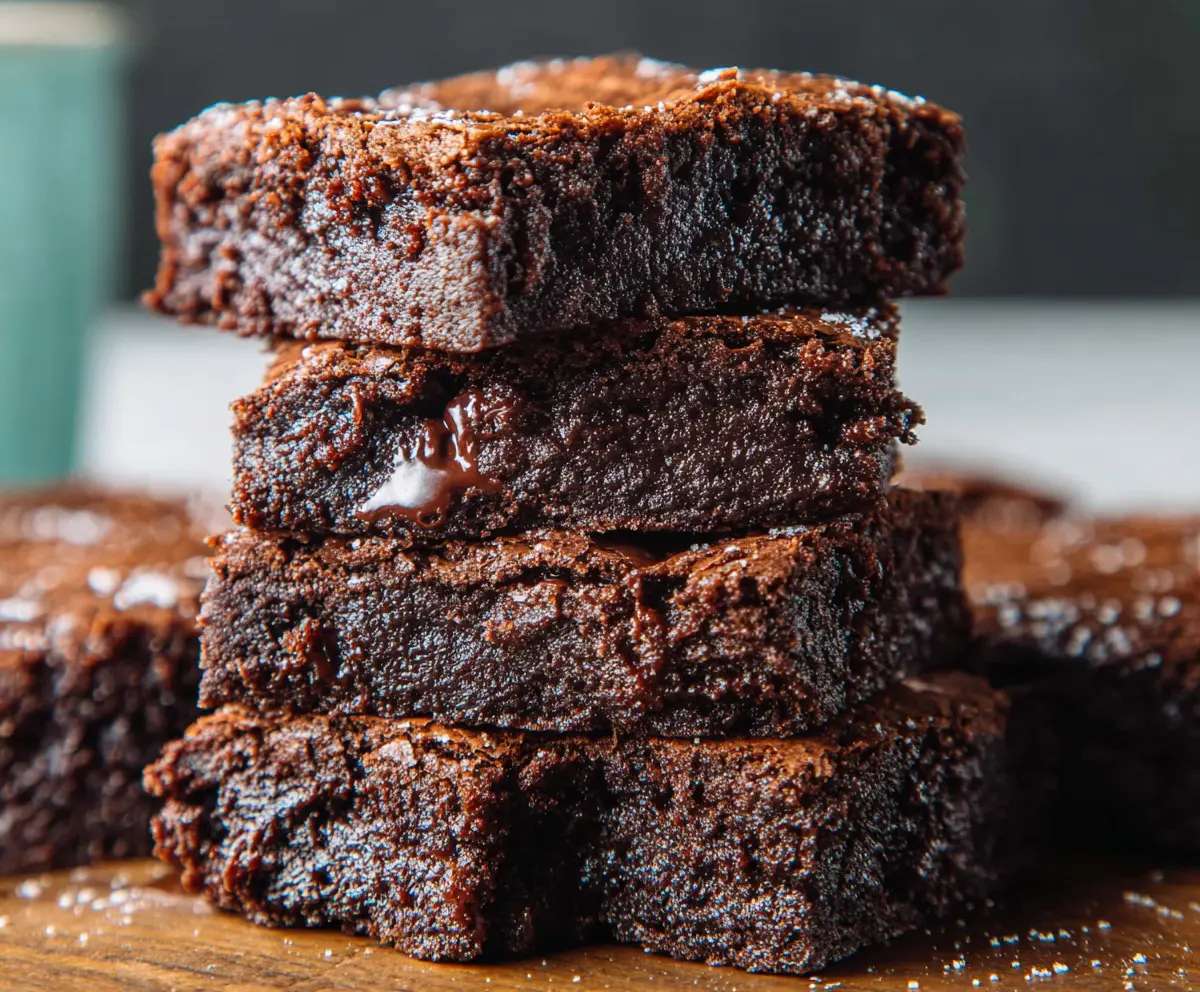 Delicious homemade sourdough discard fudgy chocolate brownies on a plate