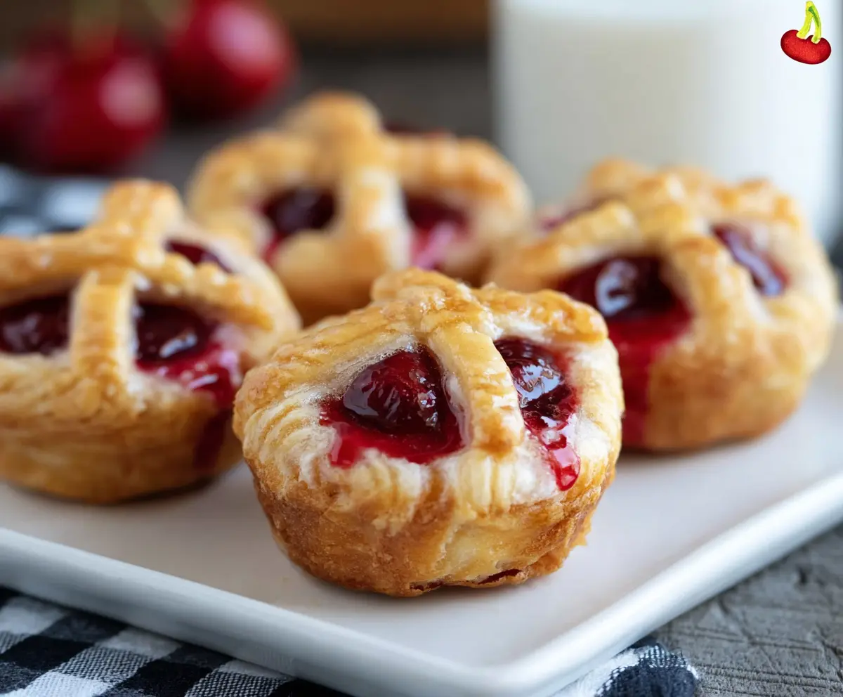 Delicious cherry pie bites with flaky crust and sweet cherry filling, perfect for dessert or snacks.