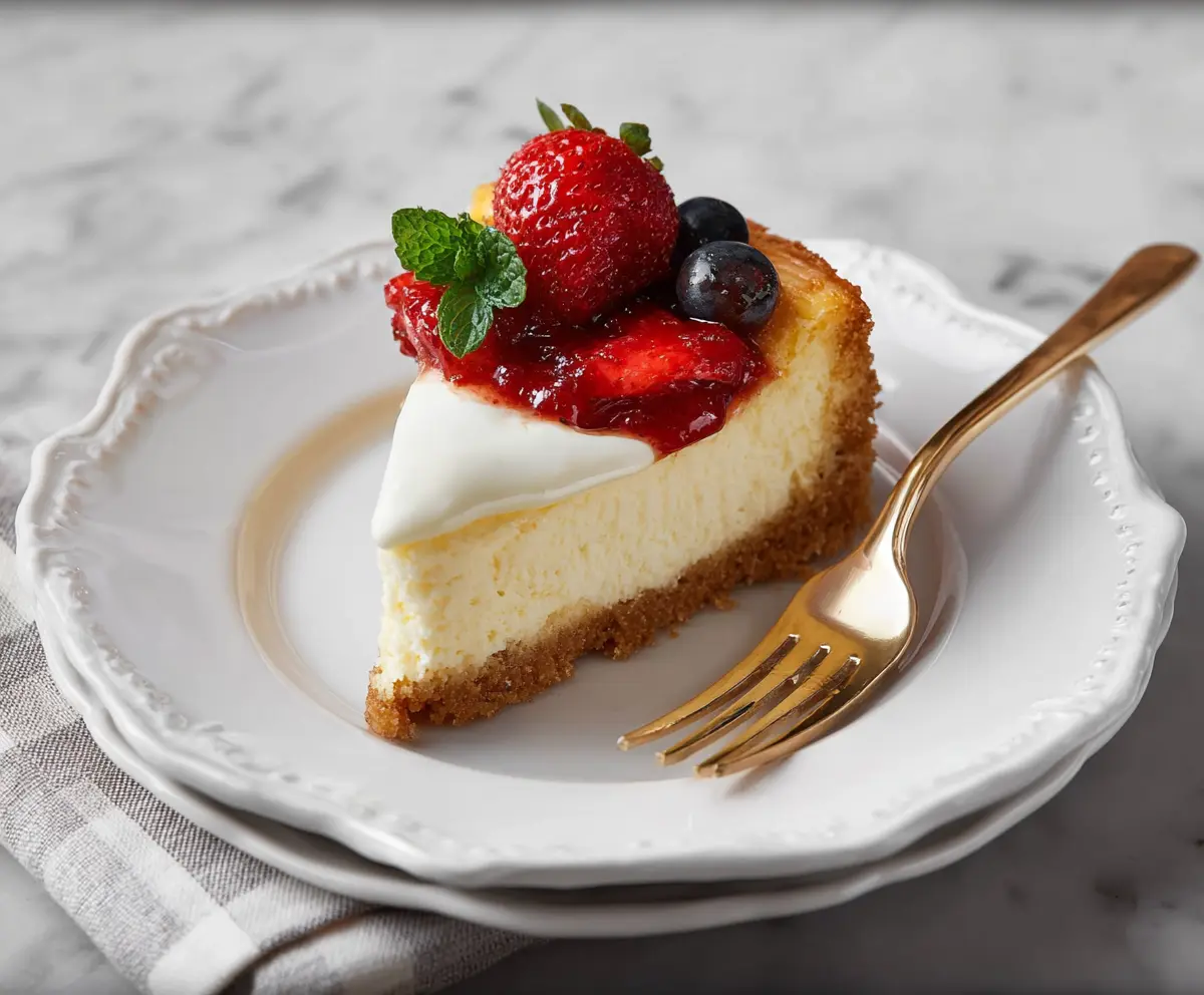 Delicious Cottage Cheese Cheesecake with a creamy texture and a golden crust, perfect for dessert.