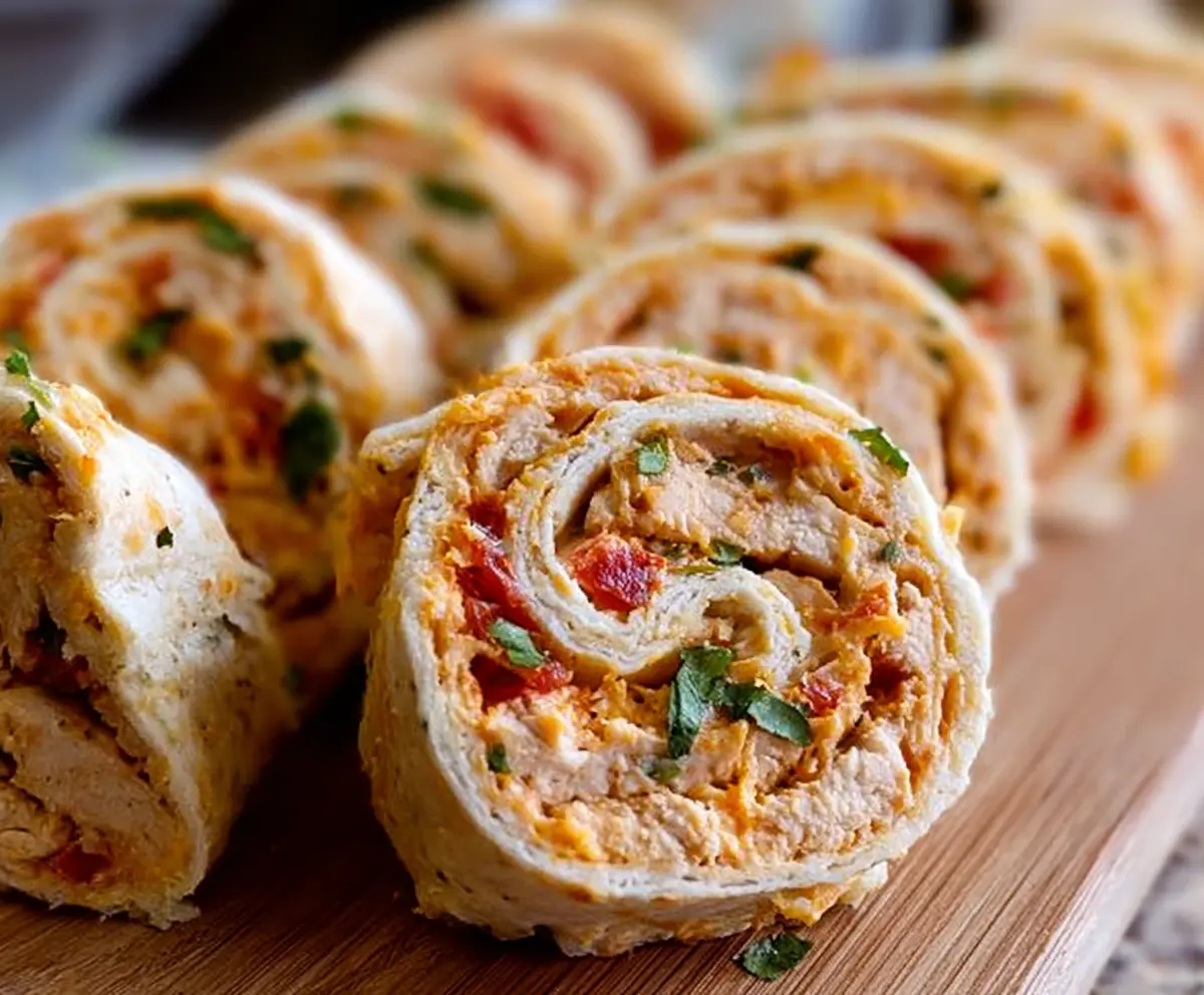 Delicious Mexican Chicken Pinwheel Roll-ups with colorful ingredients and savory filling