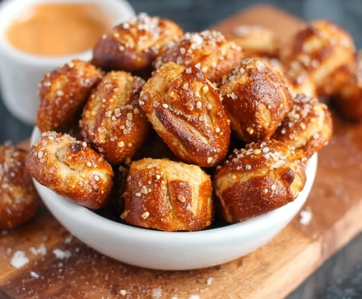 Delicious Taco Pretzel Bites with seasoned meat and melted cheese on a crispy pretzel crust