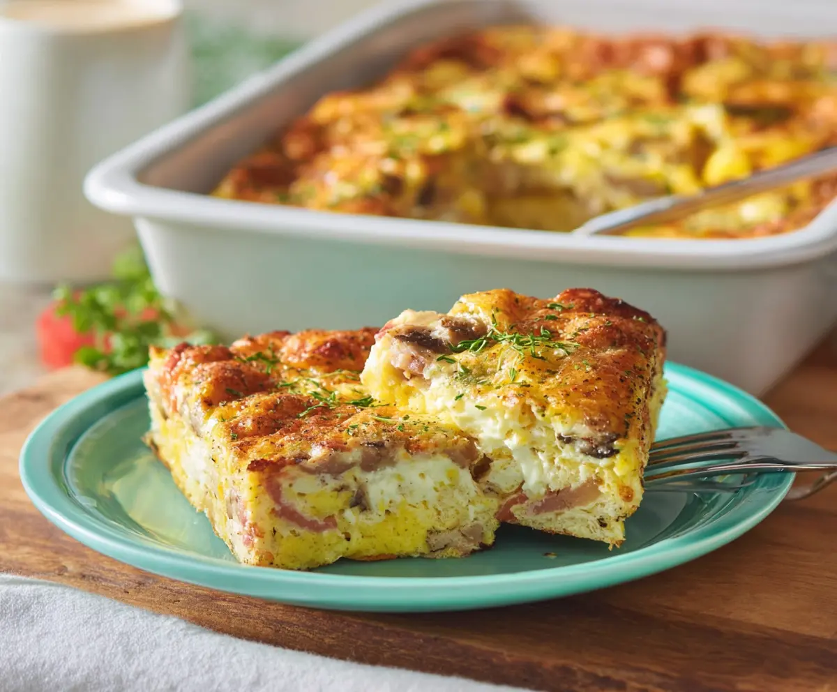 Delicious Easter Breakfast Casserole with eggs, cheese, and vegetables, perfect for holiday brunch.