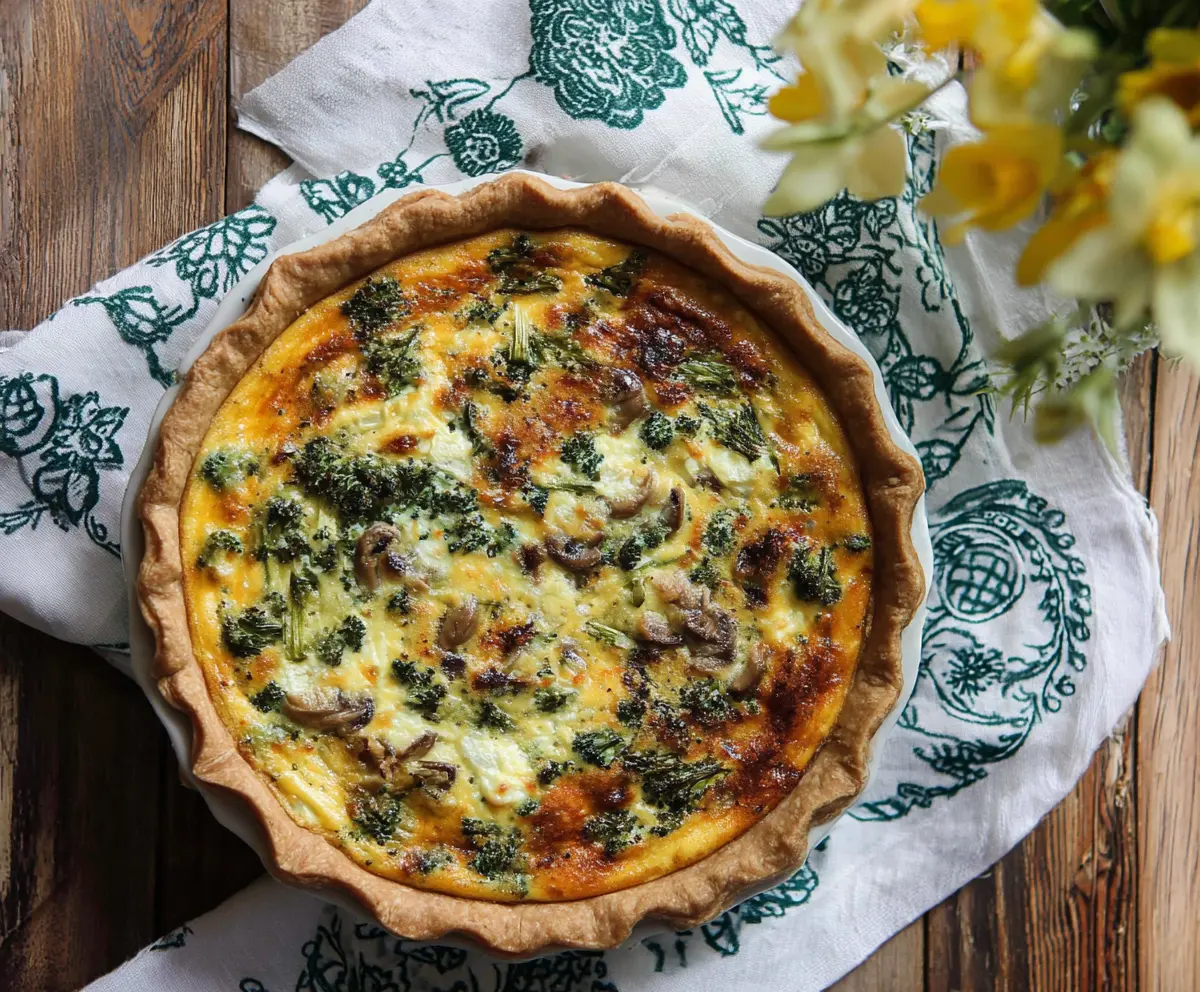 Delicious Easter Brunch Quiche with fresh vegetables and golden crust, perfect for holiday breakfast.