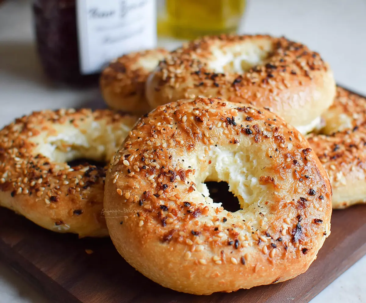Delicious gluten-free cottage cheese bagels on a white plate, perfect for breakfast or snack time.