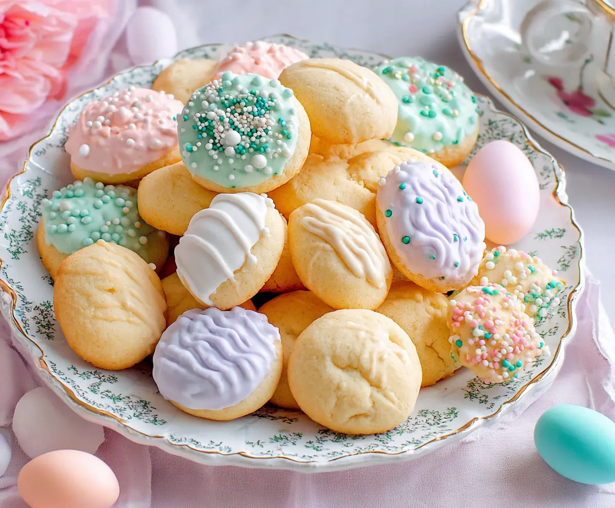 Delicious Italian Easter Cookies with colorful sprinkles and festive decoration