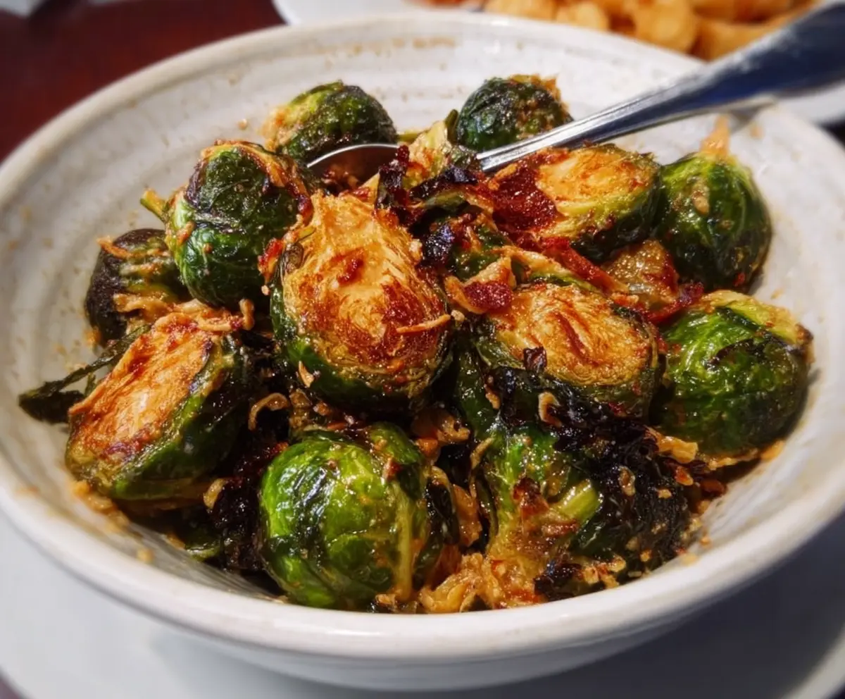 Delicious Red Lobster Brussels Sprouts, perfectly roasted with a crispy golden exterior and flavorful seasoning.