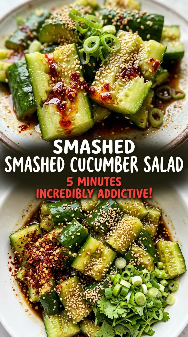 Asian cucumber salad smashed glossy sesame