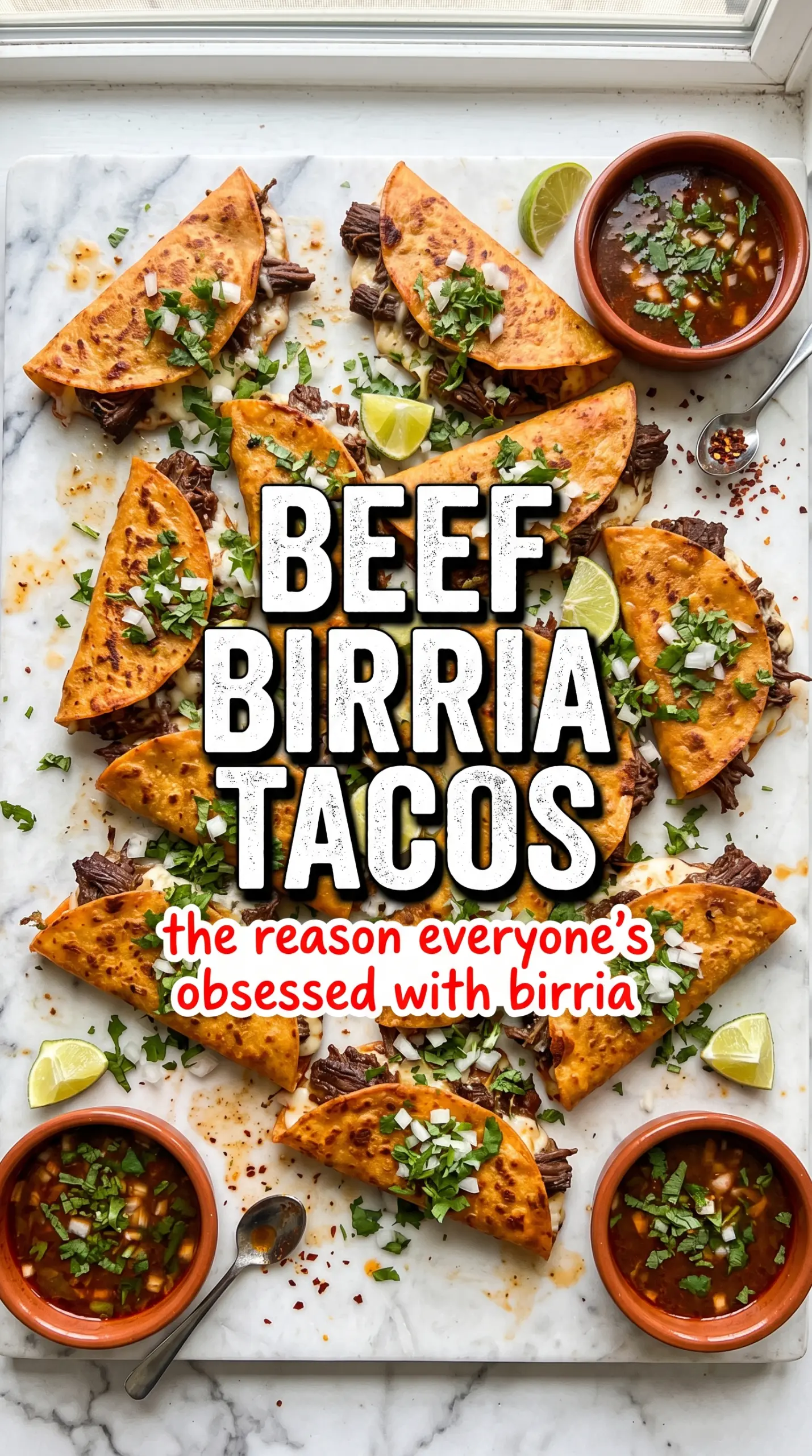 Beef Birria Tacos crispy cheesy consommé