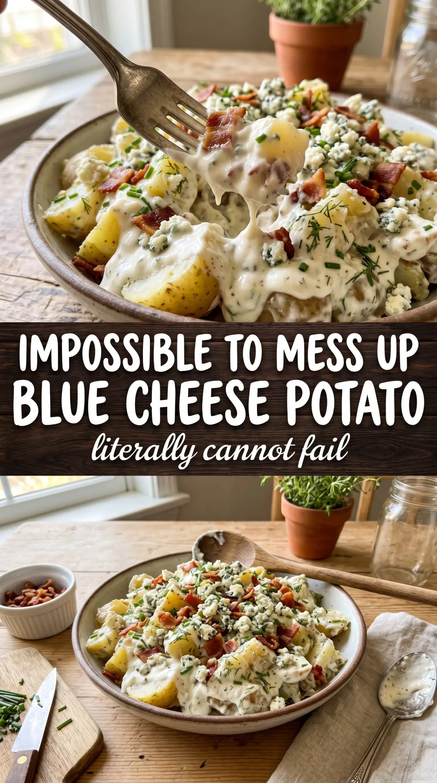 Blue Cheese and Bacon Potato Salad creamy tangy smoky
