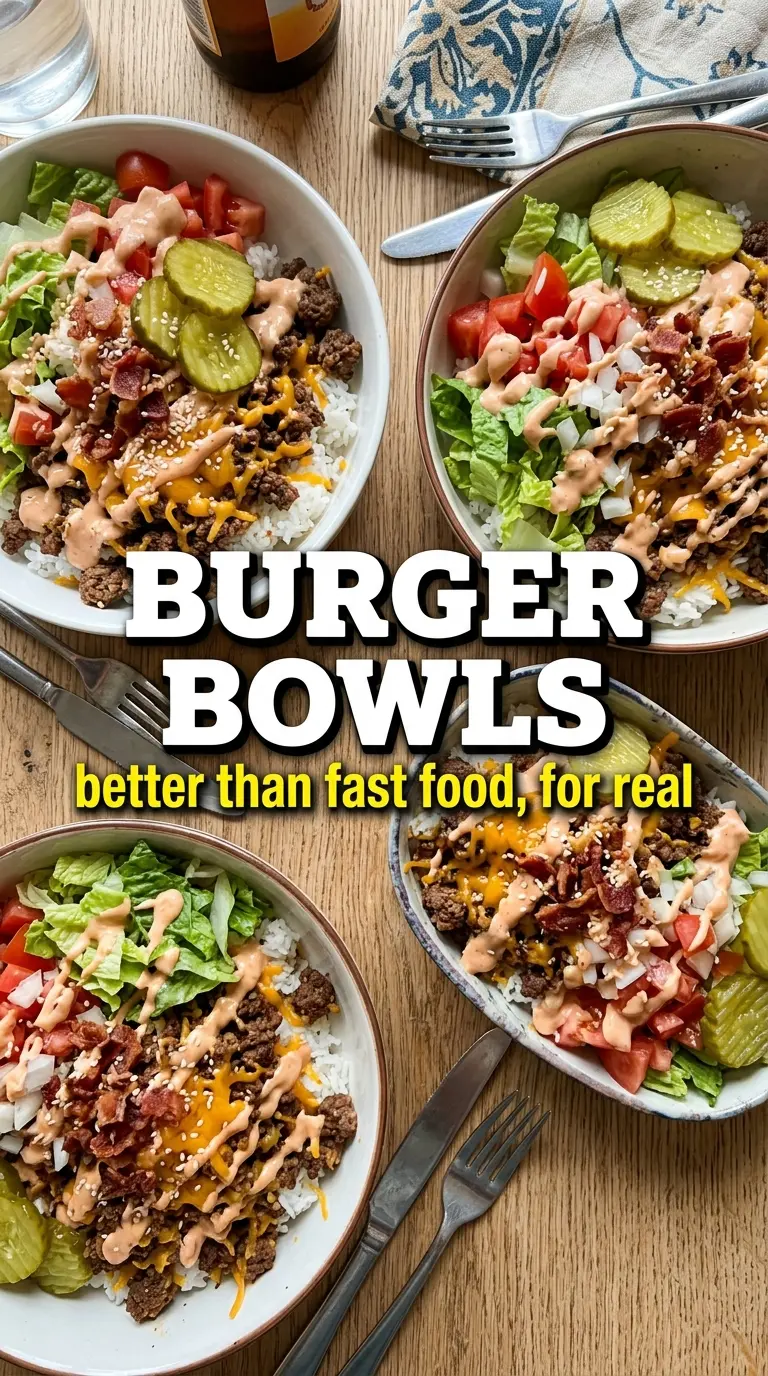 Burger Bowls juicy cheddar pickle