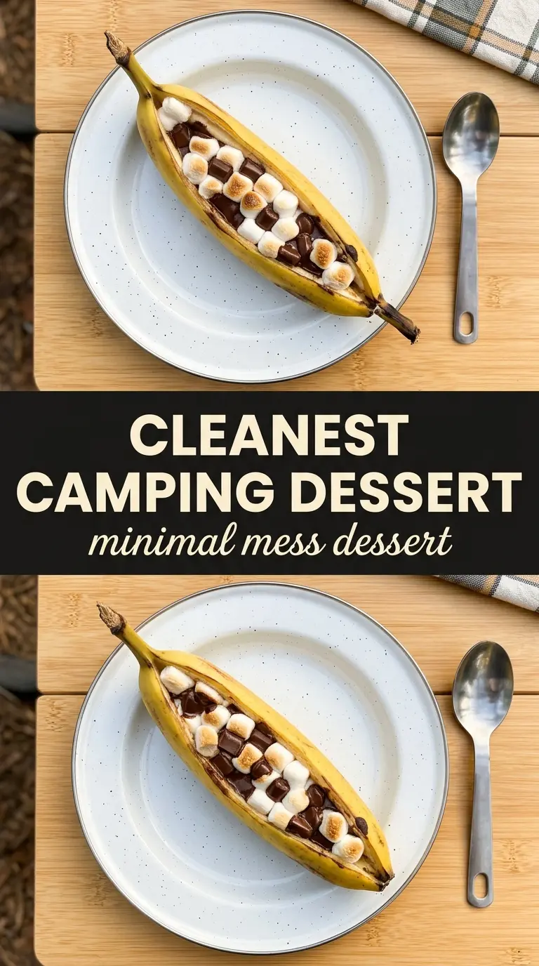 Campfire Banana Boats melted chocolate marshmallow dessert