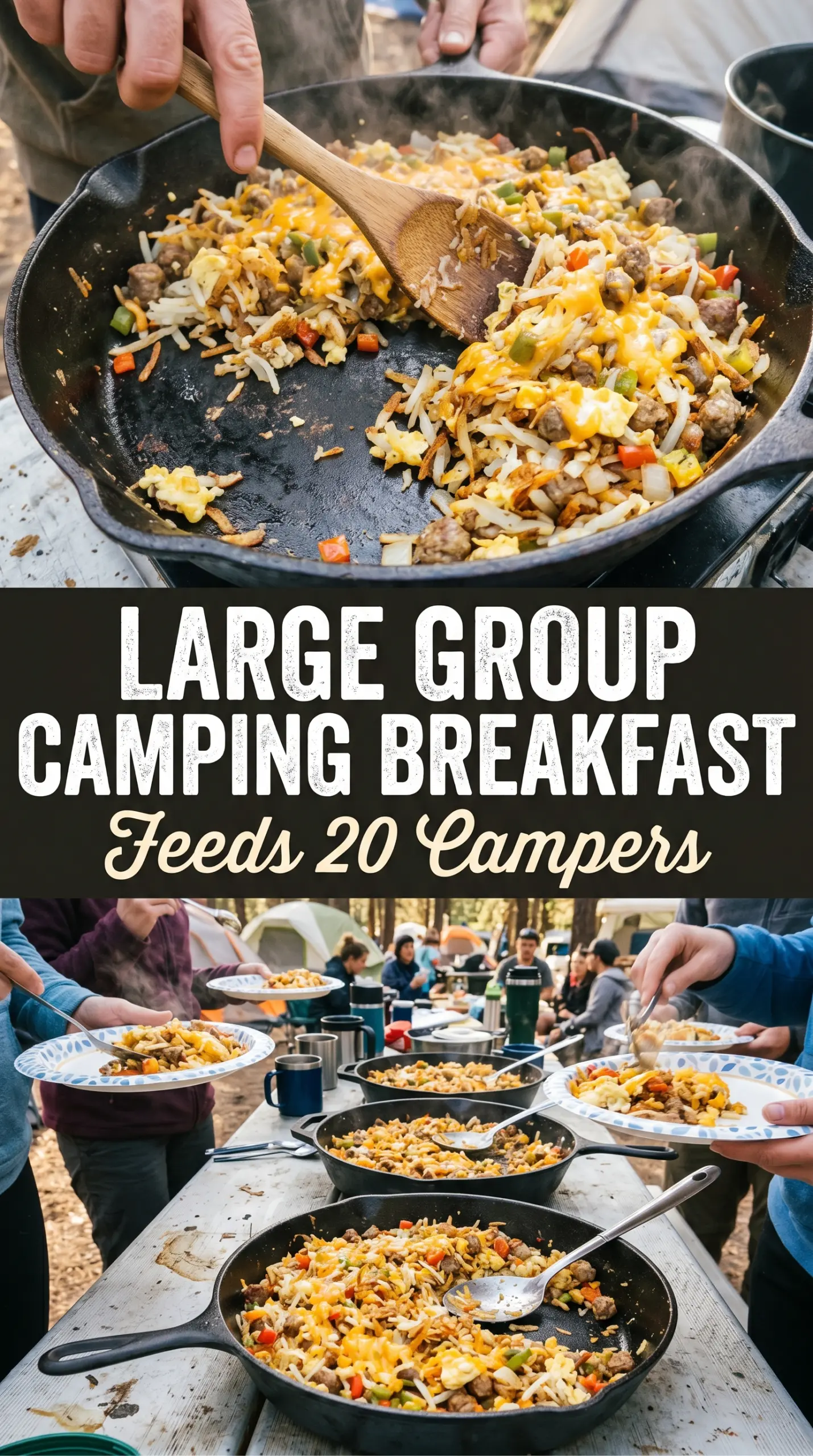 Cheesy Western Skillet with Hash Browns and Ham, golden cheesy, campfire breakfast