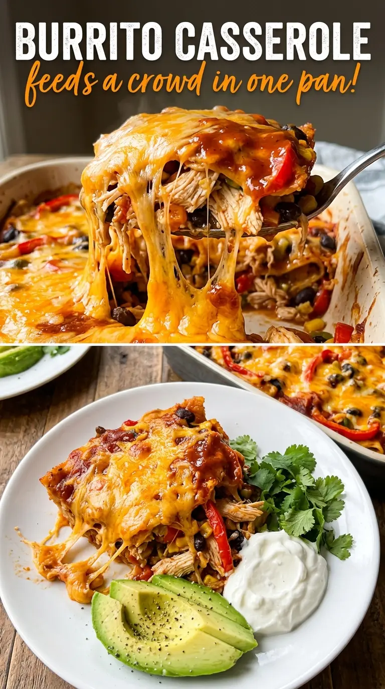 Chicken Burrito Casserole cheesy Tex-Mex bake