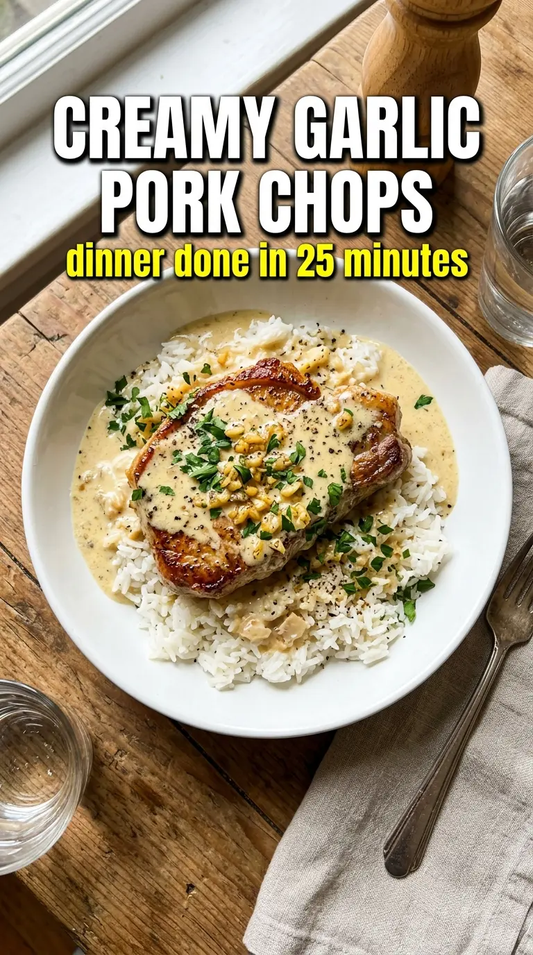 Creamy Garlic Pork Chops golden garlic cream sauce