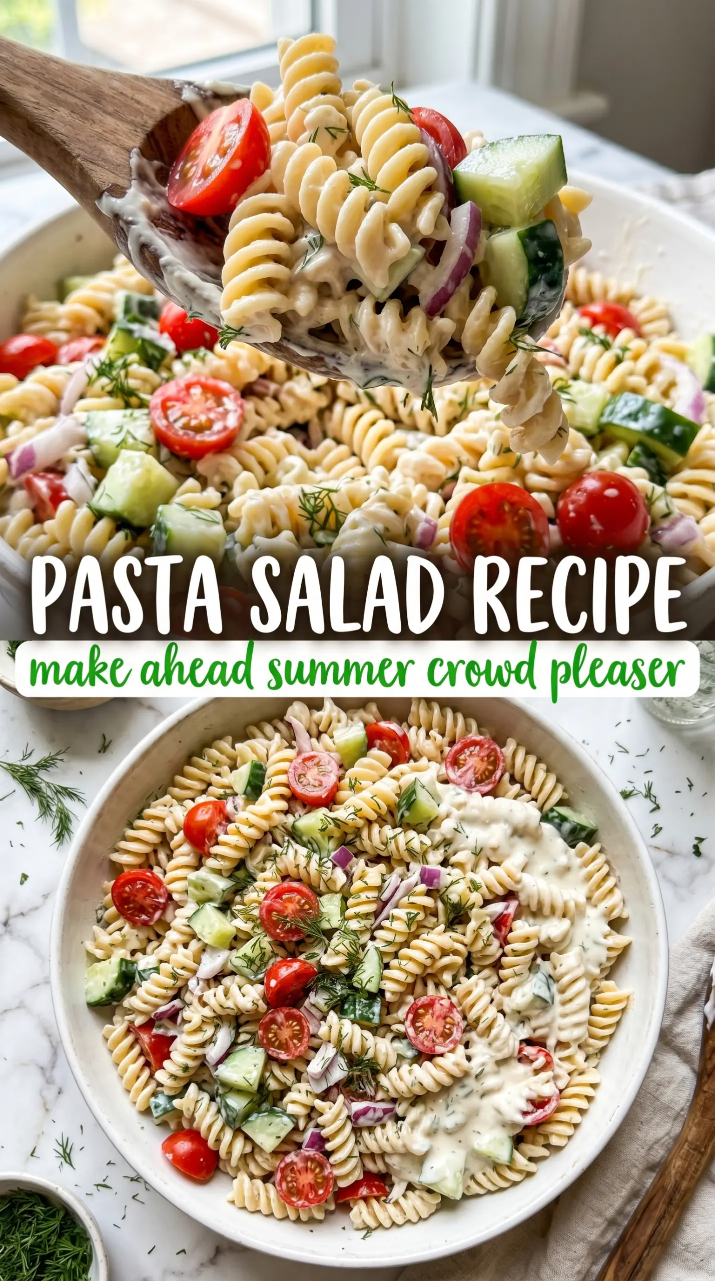 Creamy Pasta Salad colorful, tangy, chilled