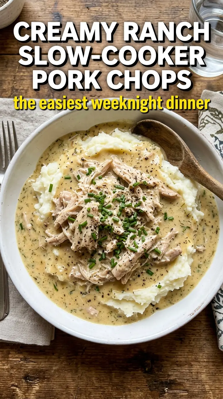 Creamy Ranch Slow-Cooker Pork Chops tender creamy saucy