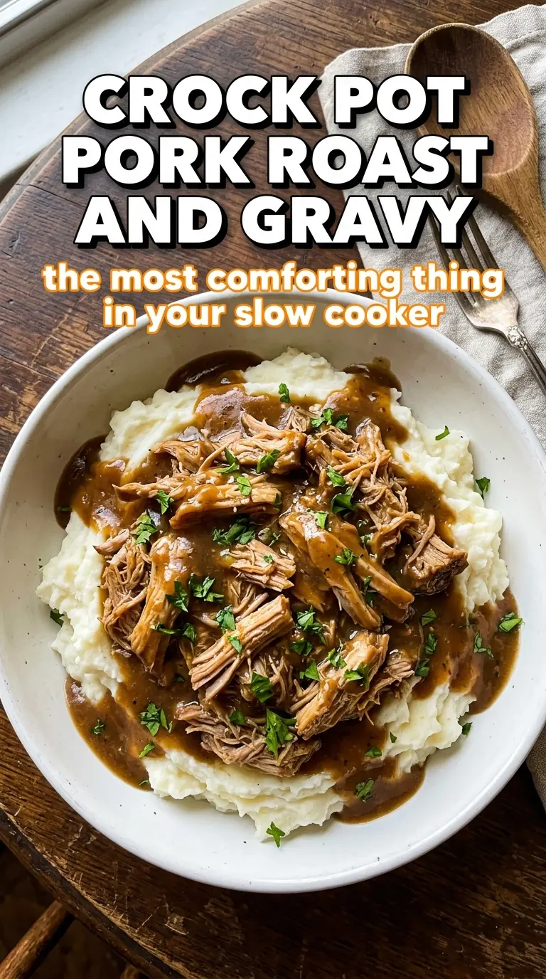 Crock Pot Pork Roast and Gravy fork-tender savory