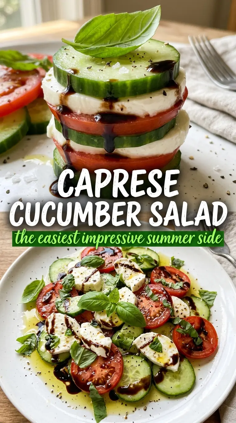 Cucumber Caprese Salad crisp mozzarella balsamic