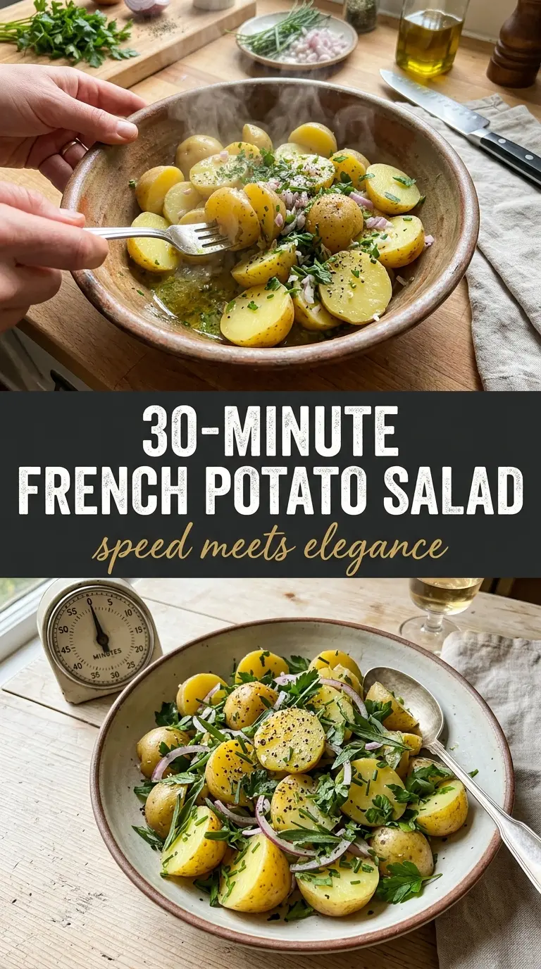Easy French Potato Salad with herbs, Dijon dressing, warm potatoes