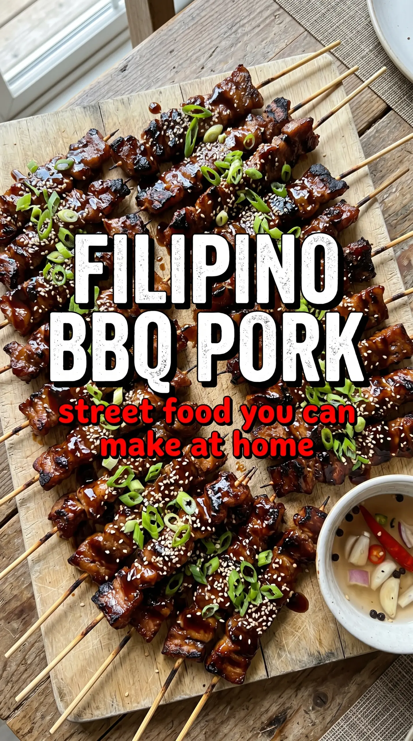 Filipino BBQ pork skewers sticky charred