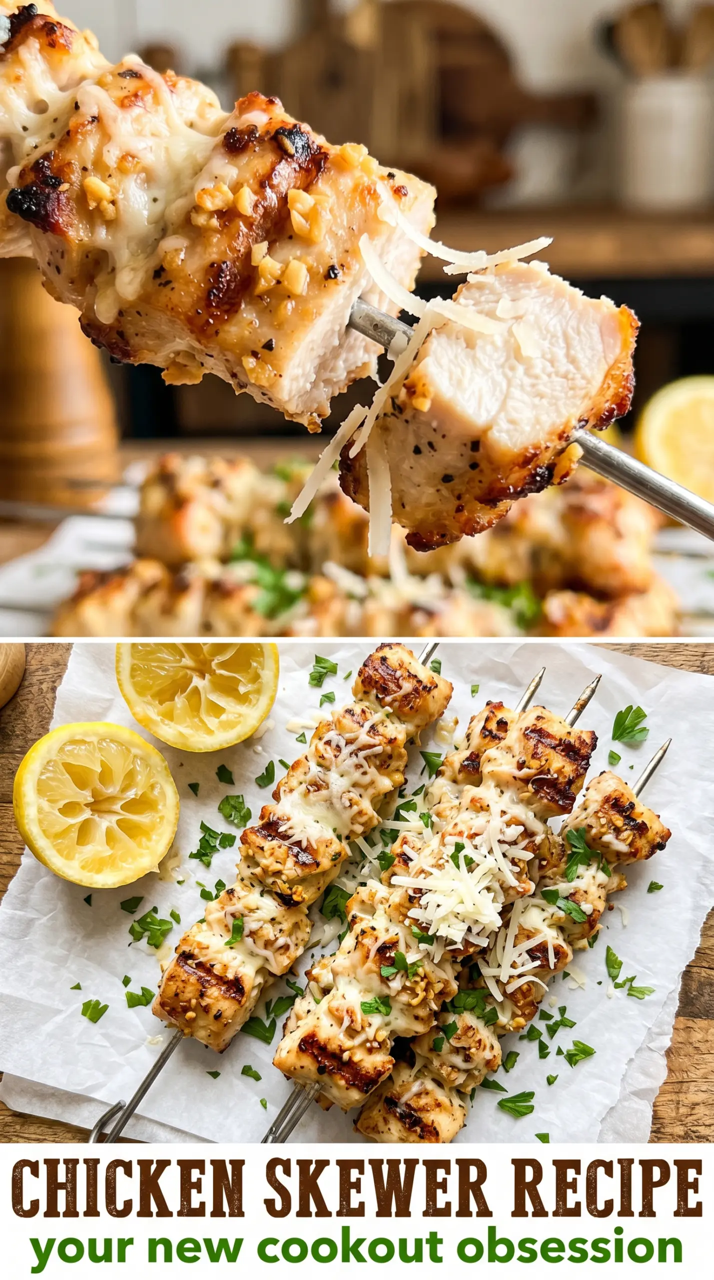 Garlic Parmesan Chicken Skewers golden grilled cheesy