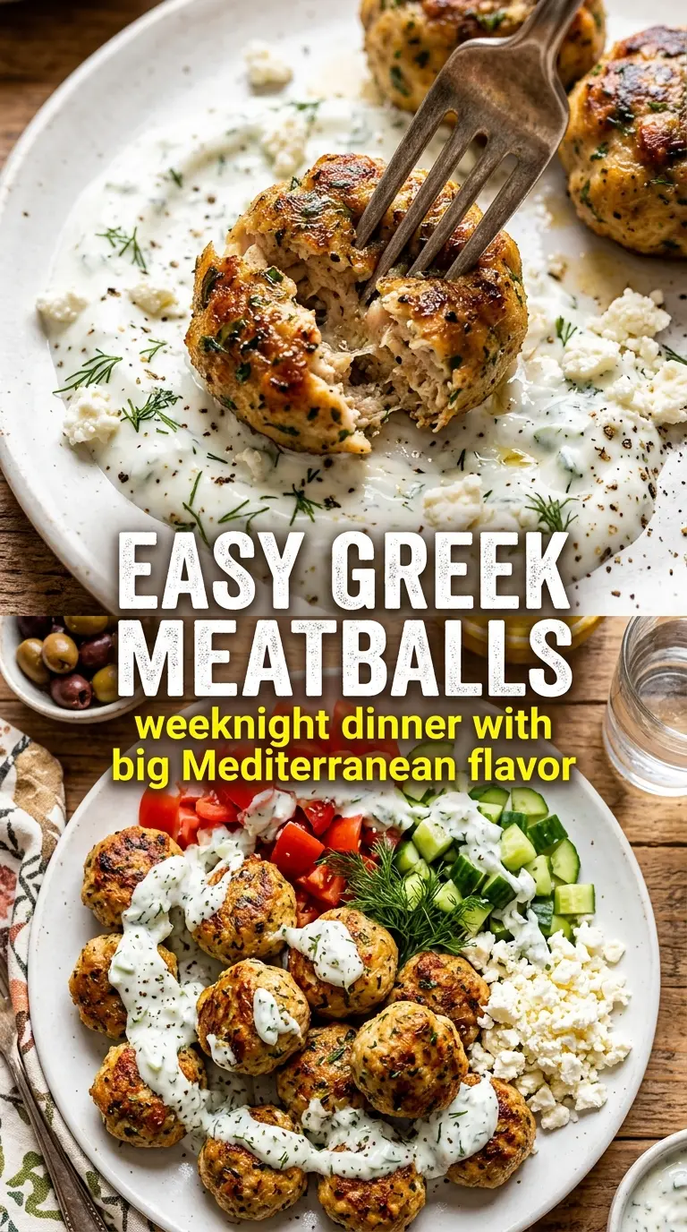 Greek Chicken Meatballs golden herbed tzatziki