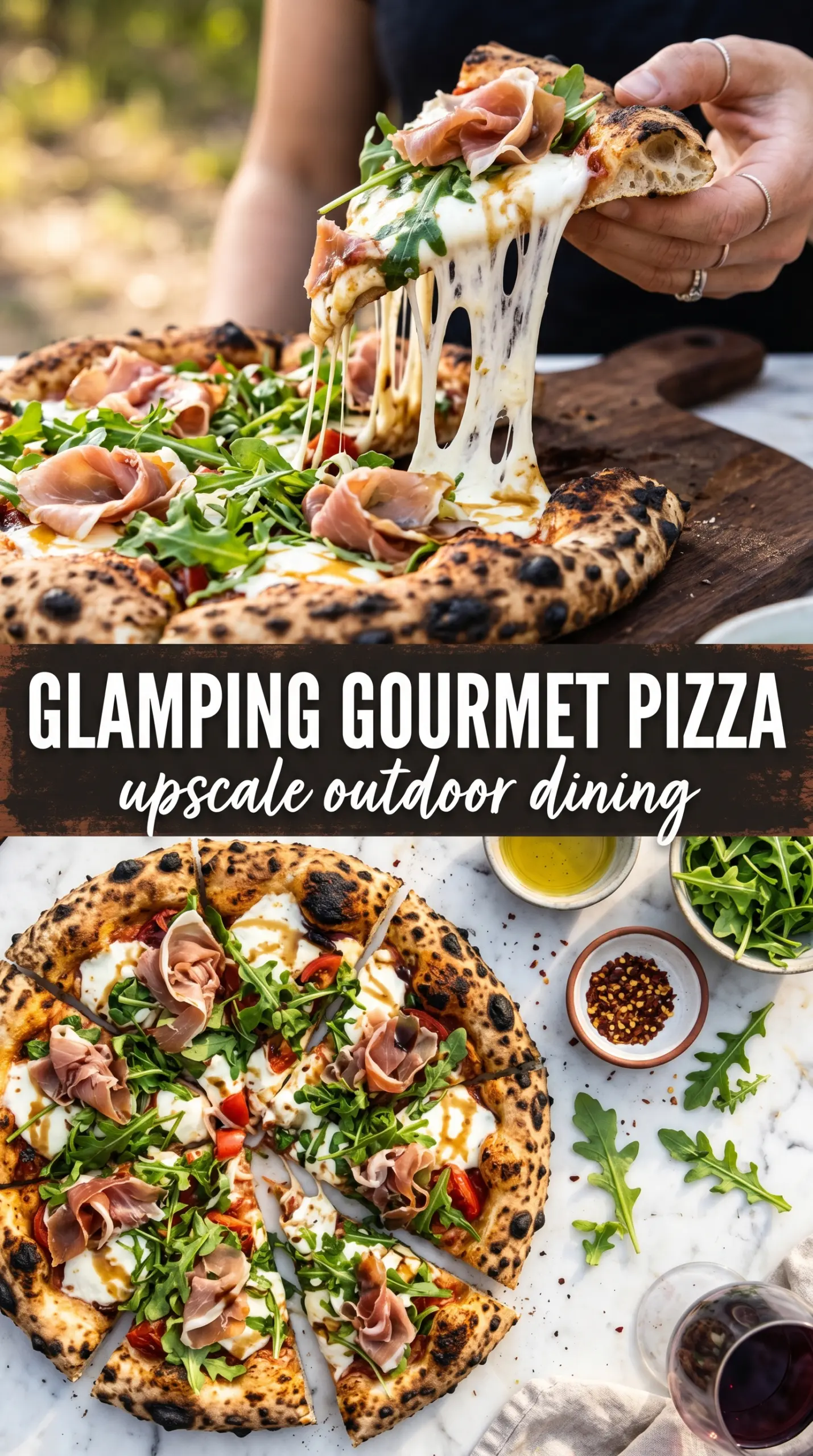 Grilled Campfire Pizza charred crust, bubbly cheese, outdoor