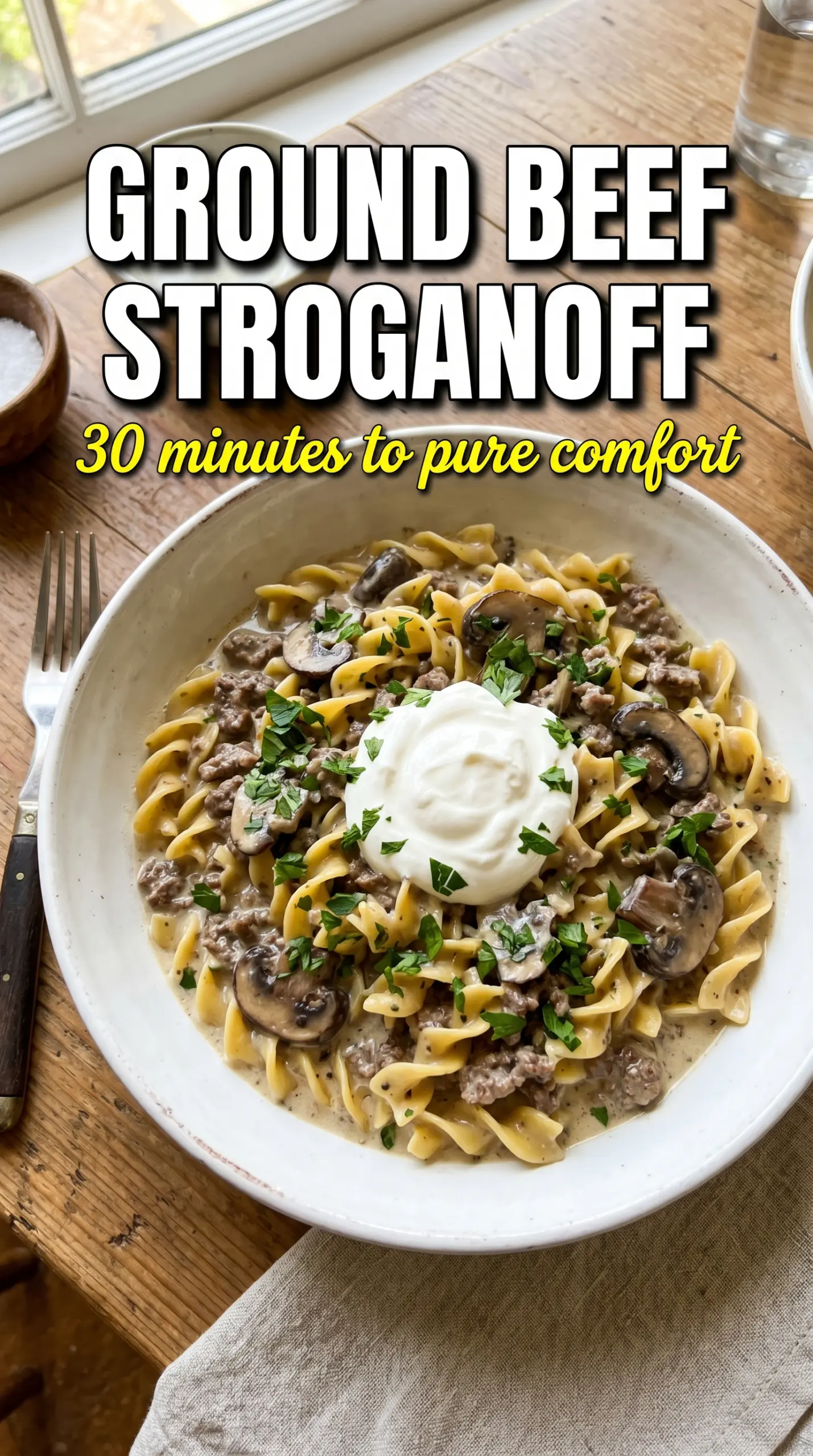 Ground Beef Stroganoff creamy mushroom noodles