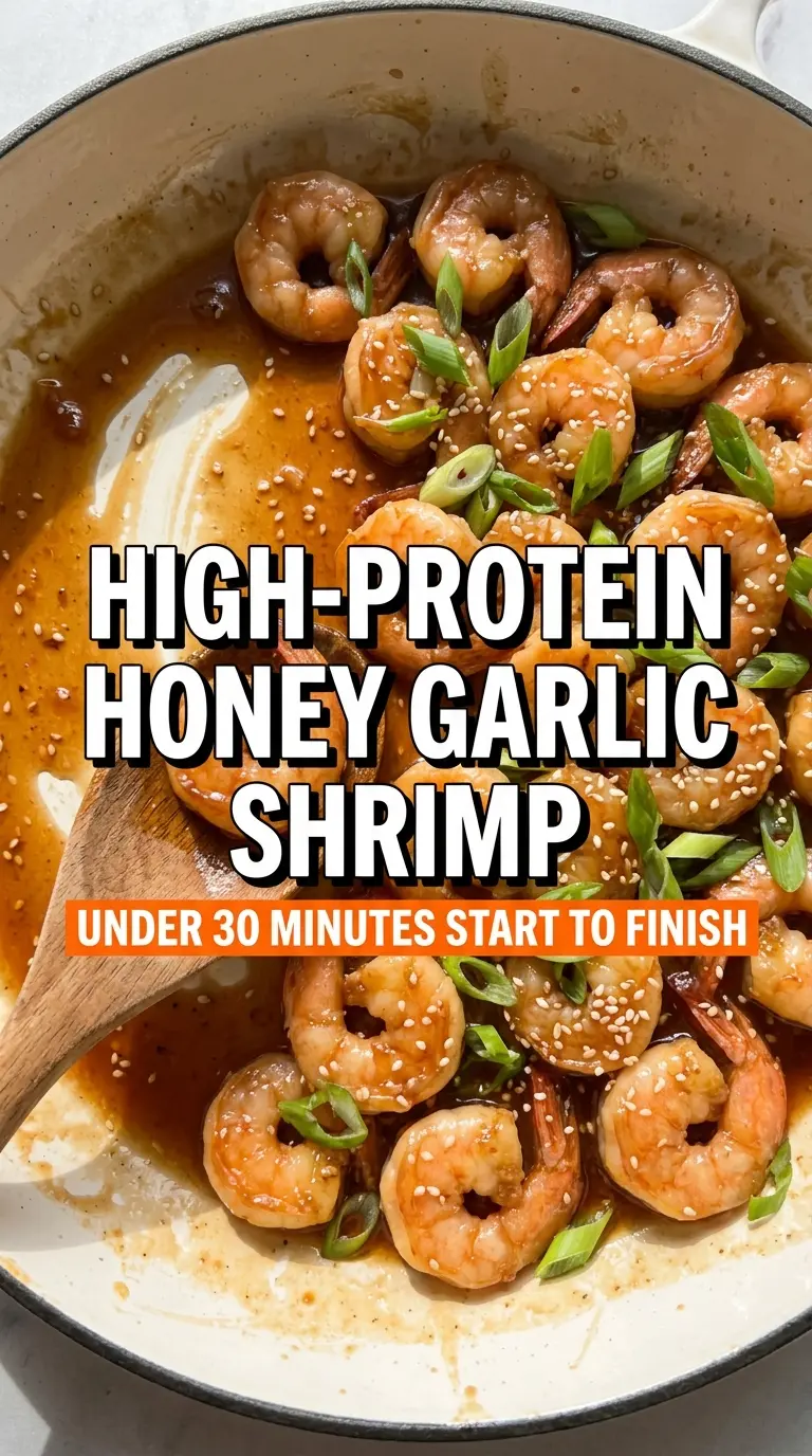 High-Protein Honey Garlic Shrimp sticky glaze, glossy shrimp