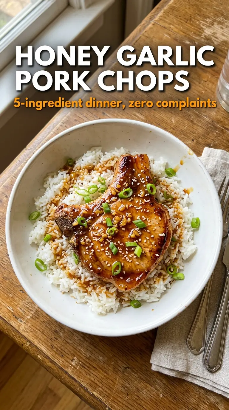 Honey Garlic Pork Chops sticky glazed skillet