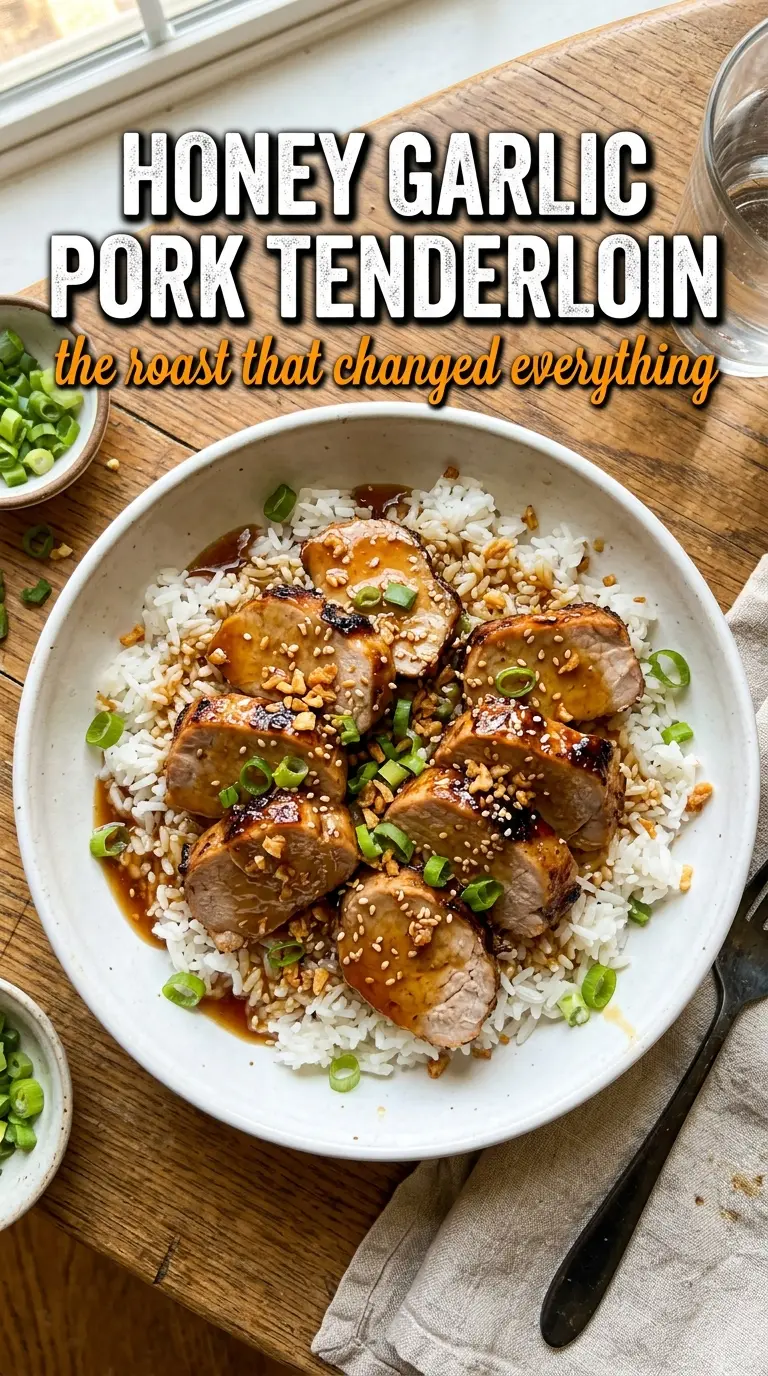 Honey Garlic Pork Tenderloin glazed, caramelized, juicy