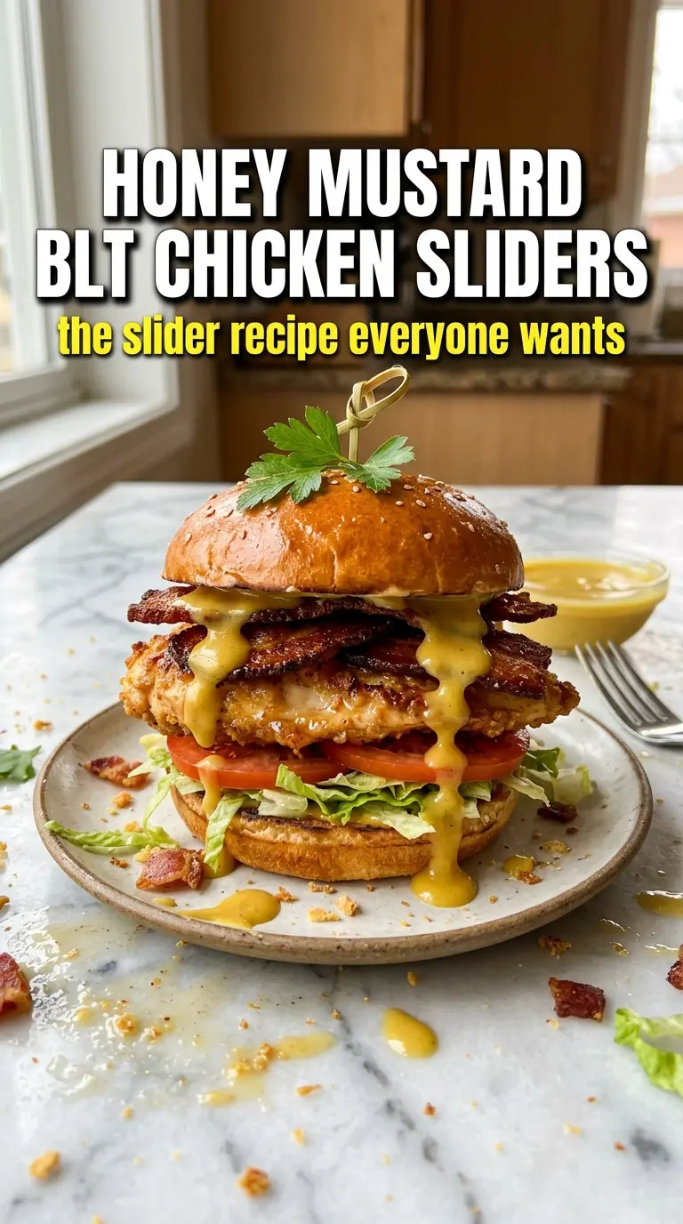 Honey Mustard BLT Chicken Sliders, cheesy, golden, pulled-apart