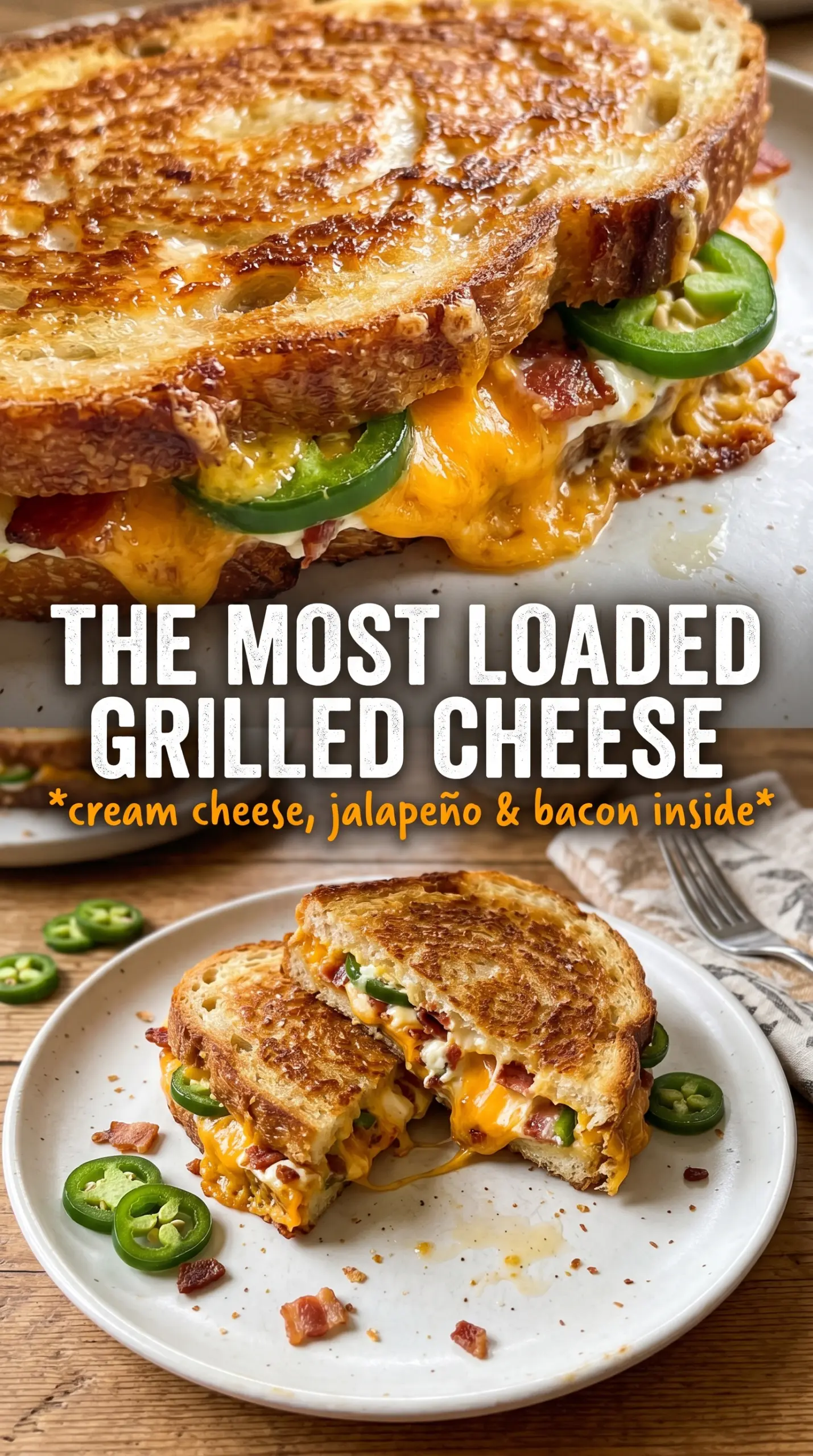 Jalapeño Popper Grilled Cheese golden, melty, bacon