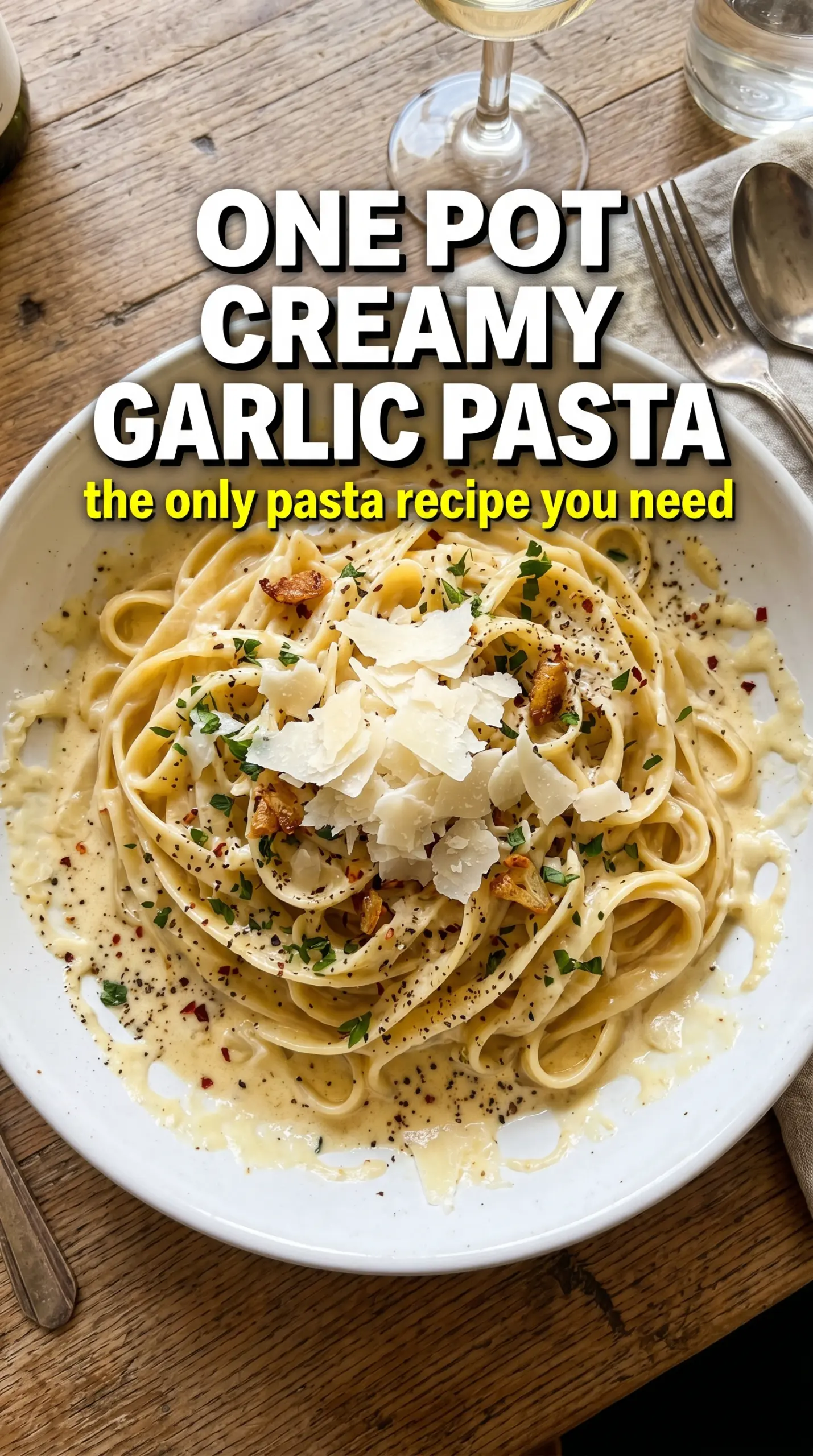 One Pot Creamy Garlic Pasta creamy garlic parmesan