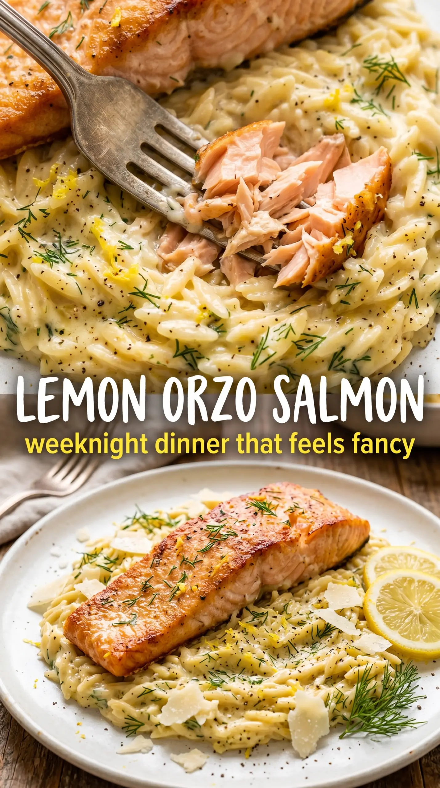 One Skillet Salmon with Lemon Orzo creamy lemony skillet