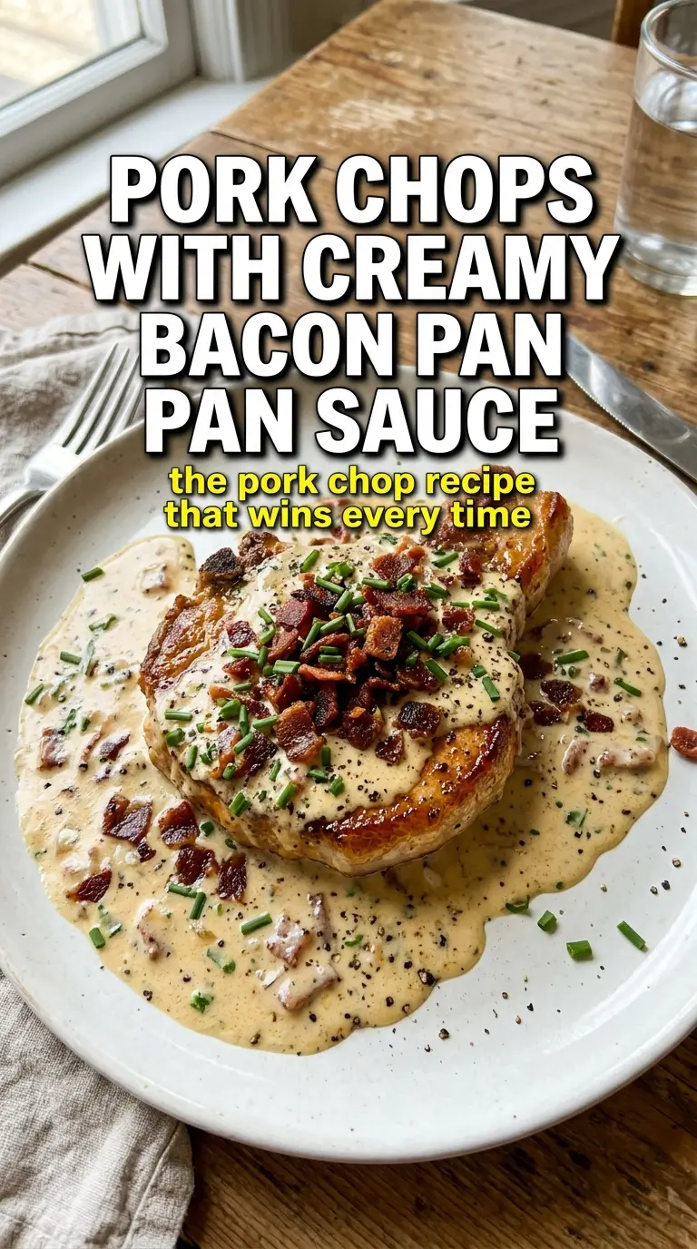 Pork Chops with Creamy Bacon Pan Sauce savory creamy skillet