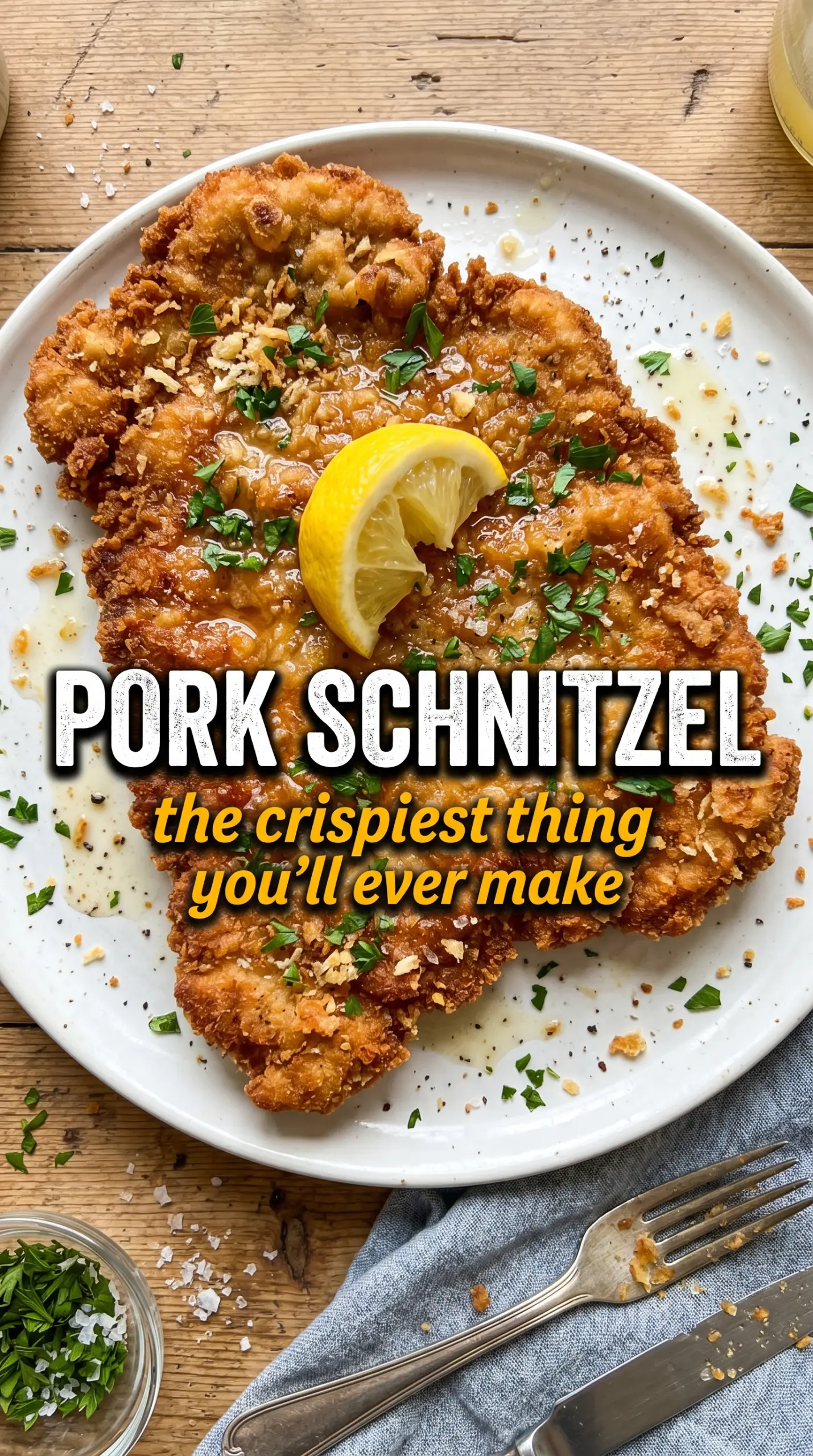Pork Schnitzel crispy golden breaded cutlet