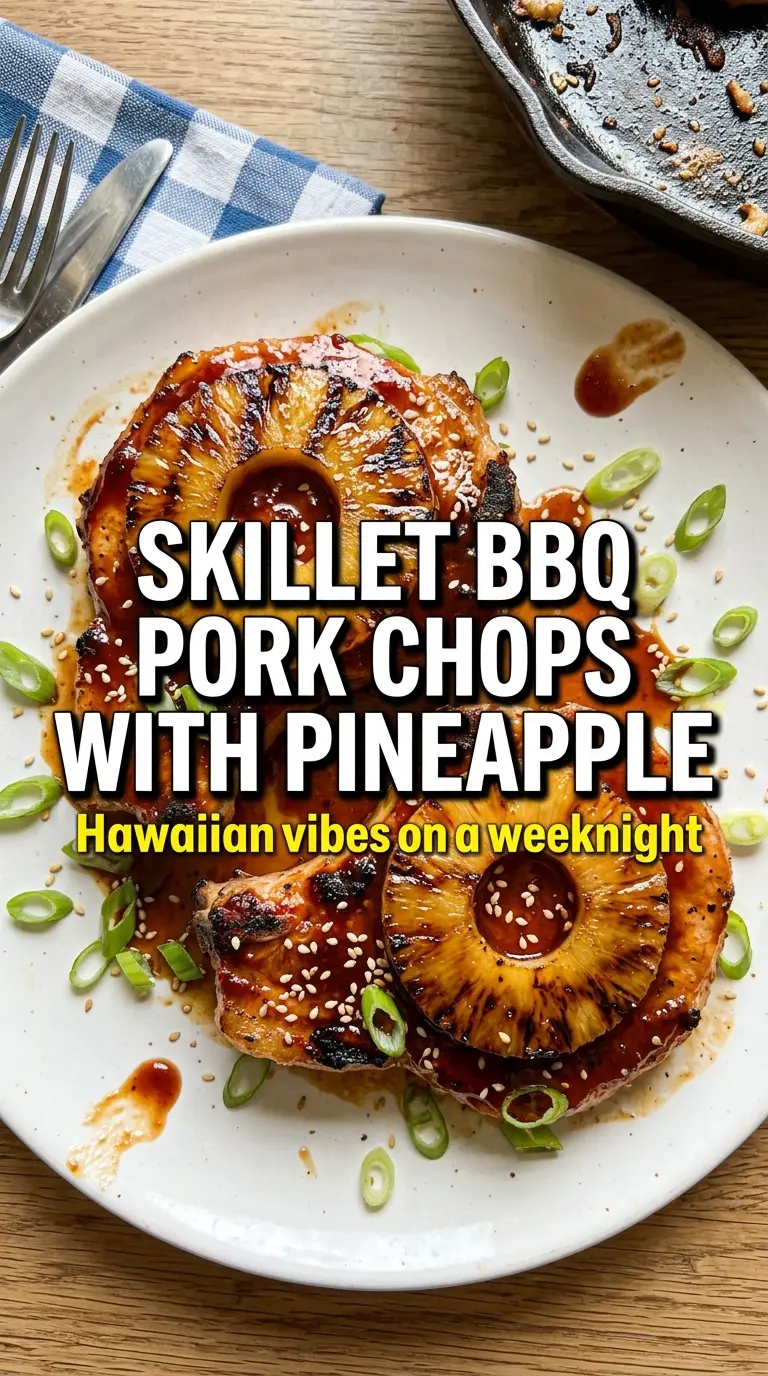 Skillet BBQ Pork Chops with Pineapple smoky-sweet caramelized