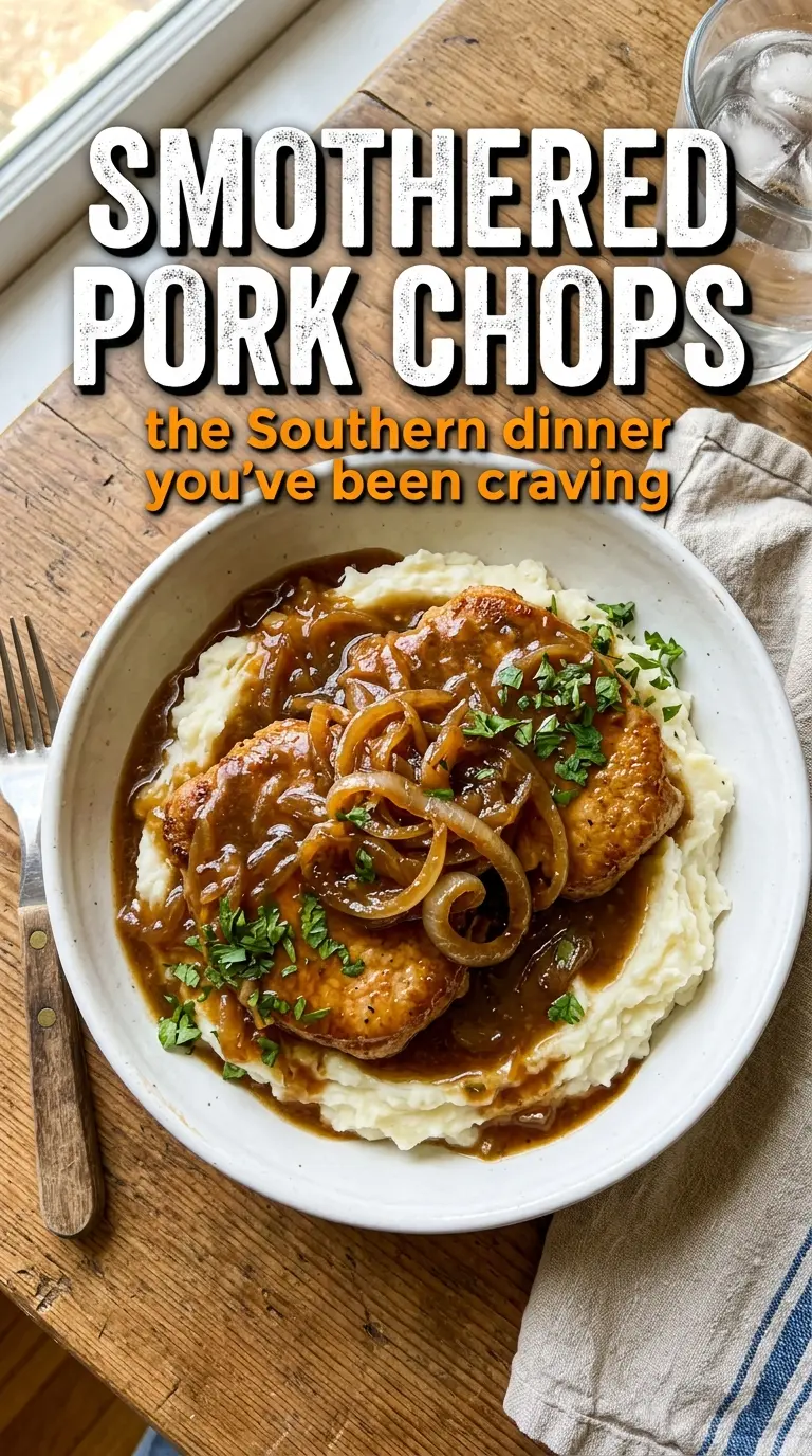 Smothered Pork Chops dark gravy savory