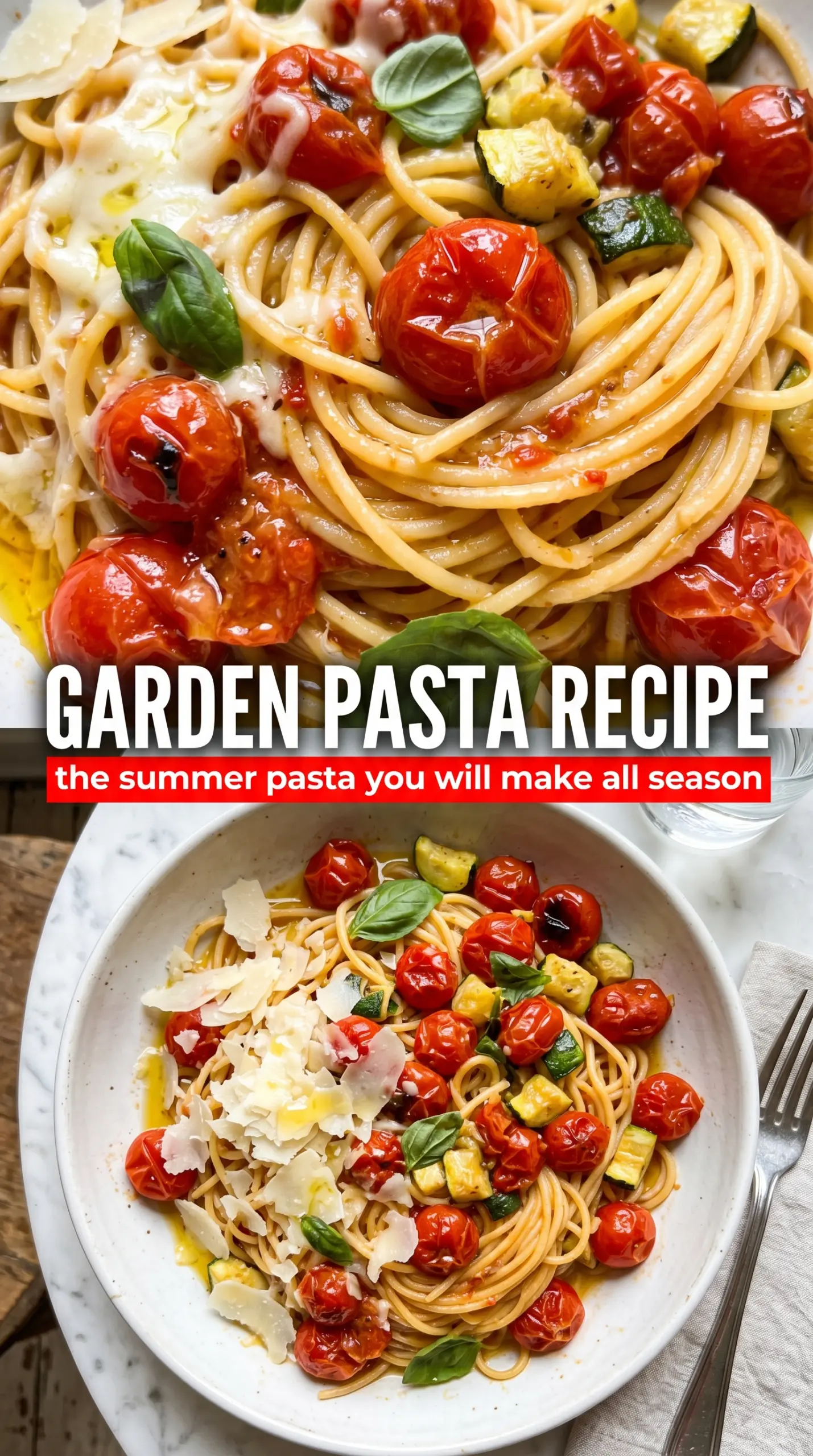 Summer Garden Pasta fresh basil, Parmesan, zucchini tomatoes